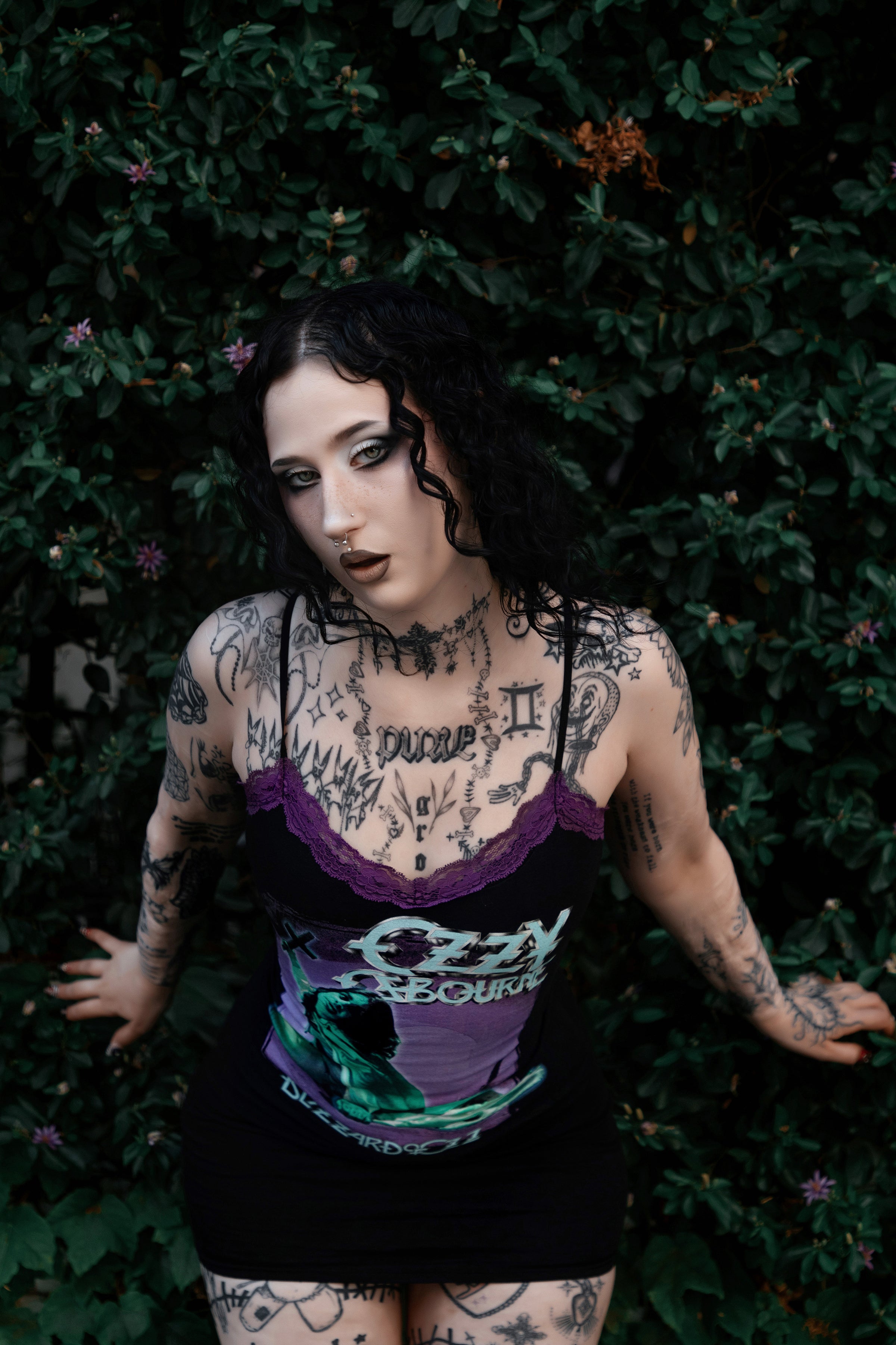 Vera's Eyecandy Ozzy Purple Lace Strap Dress