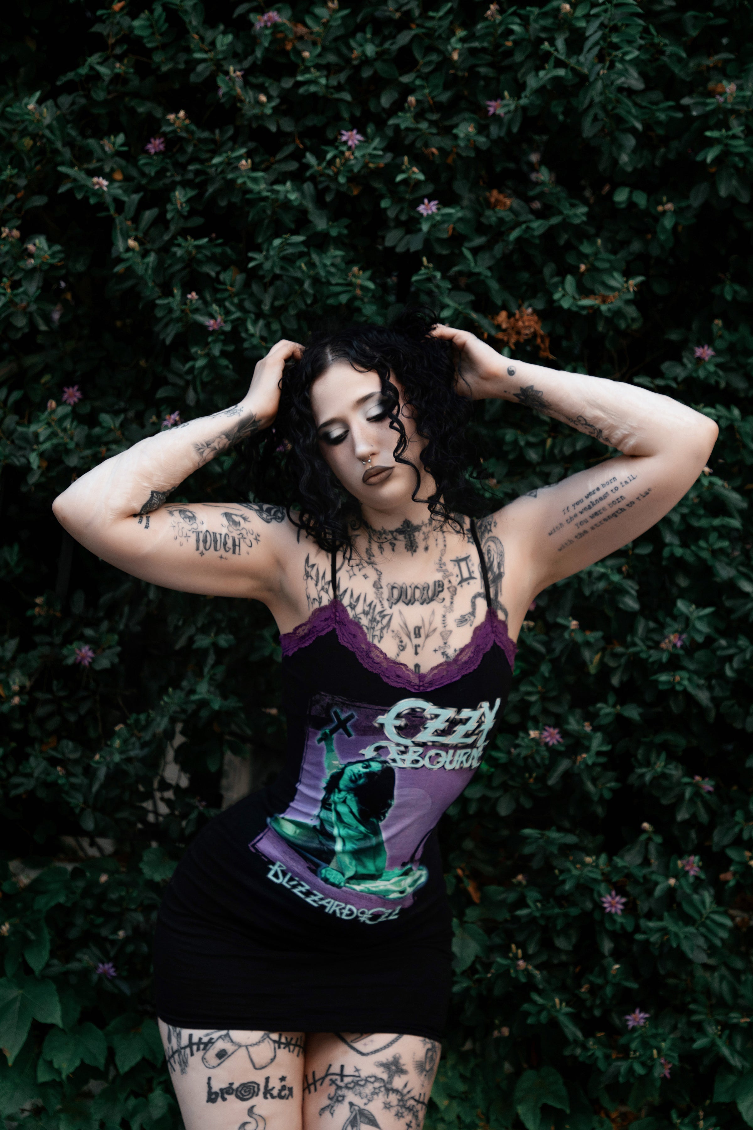 Vera's Eyecandy Ozzy Purple Lace Strap Dress