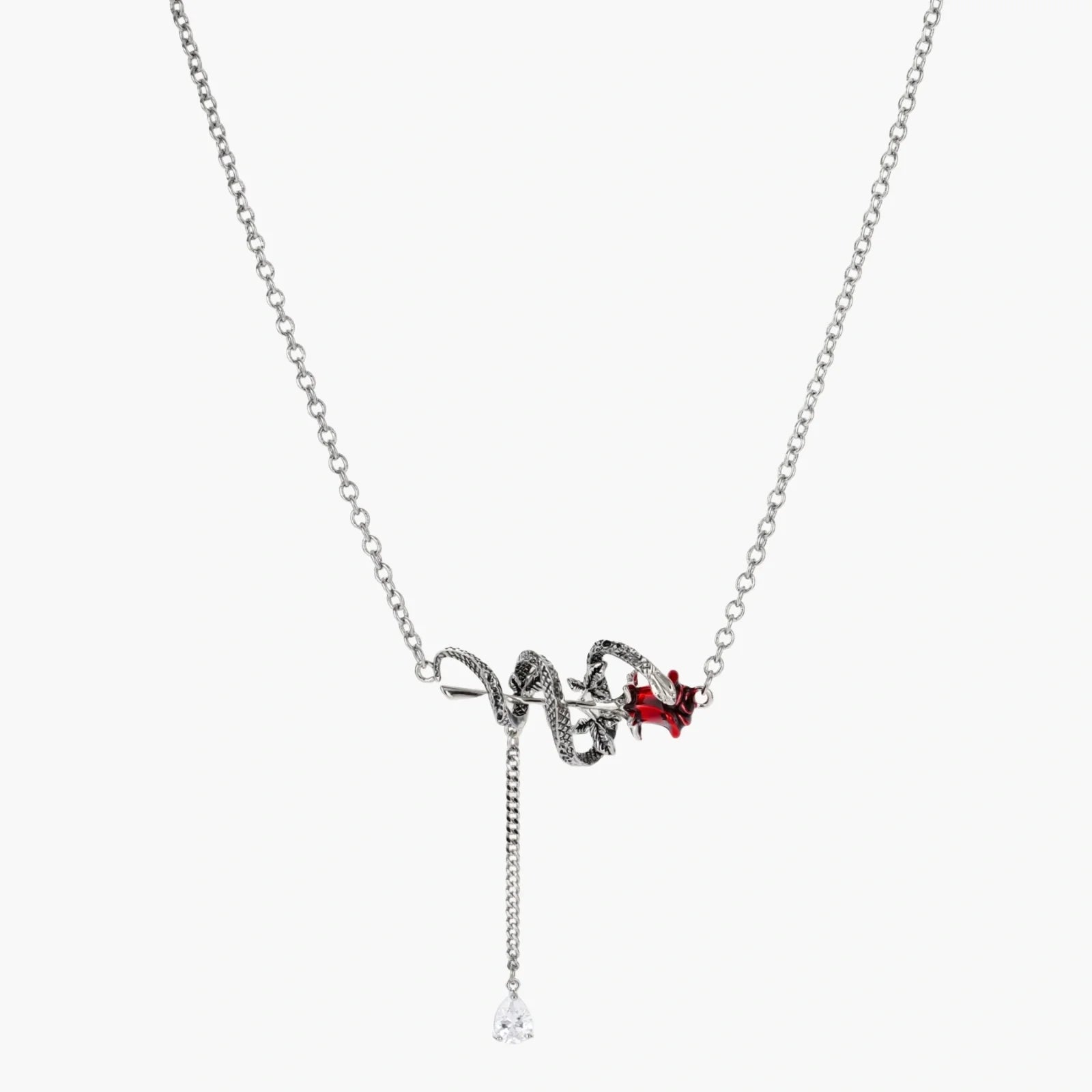 Necklace with a heart and star pendant on a white background