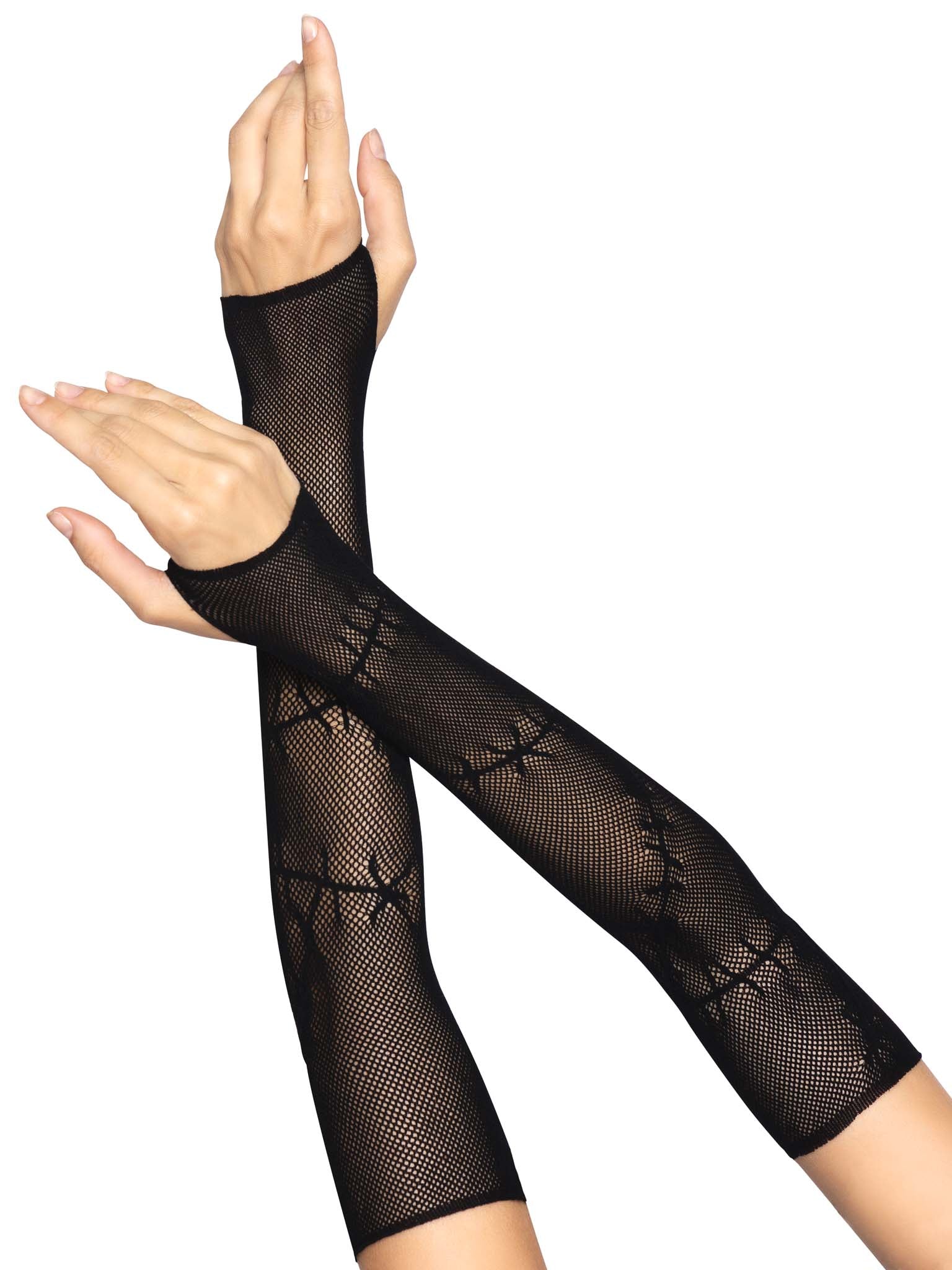 Leg Avenue Stitched Up Fingerless Mesh Gloves