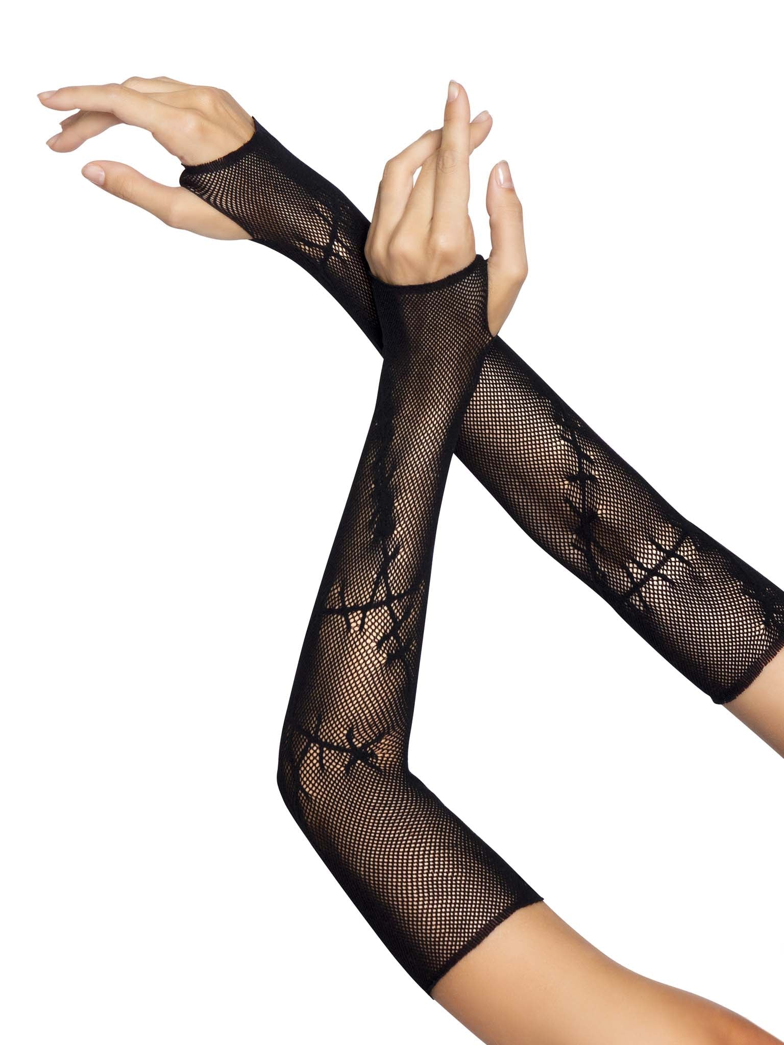 Leg Avenue Stitched Up Fingerless Mesh Gloves