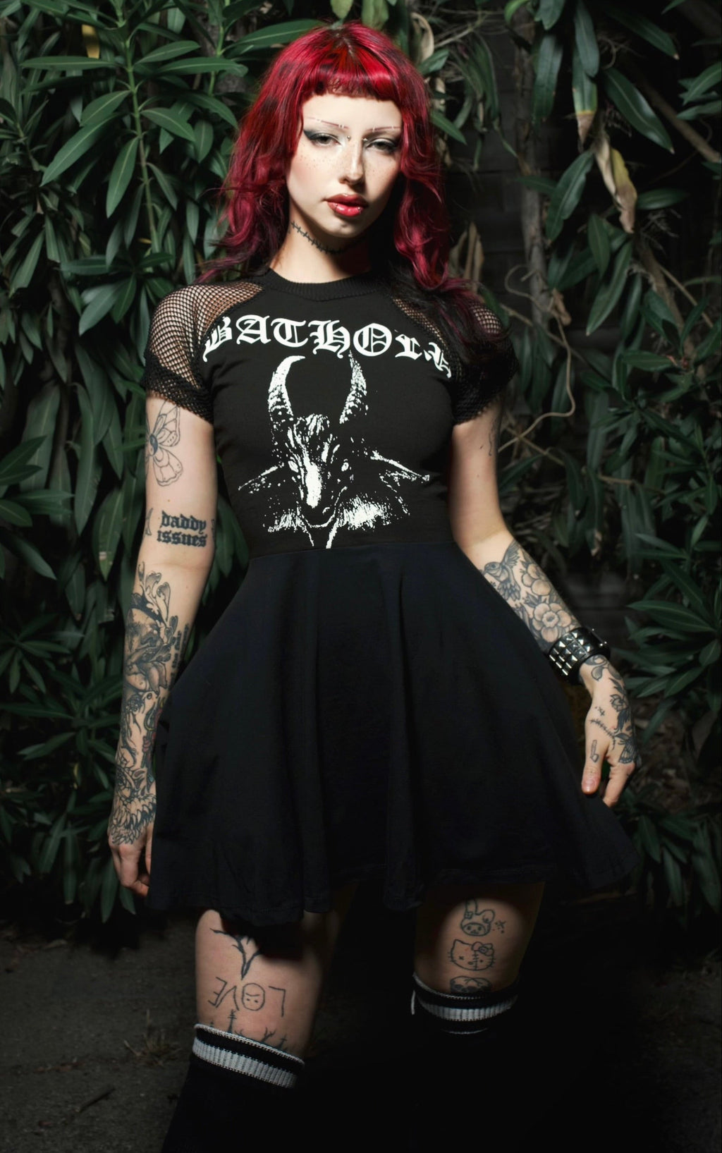 Vera's Eyecandy Bathory Fishnet Baby Doll Metal Dress