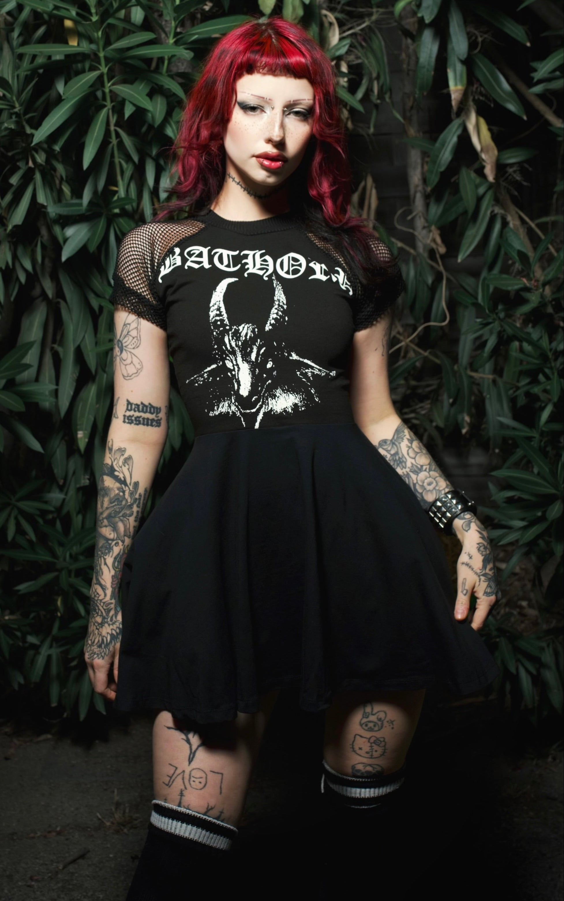 Vera's Eyecandy Bathory Fishnet Baby Doll Metal Dress