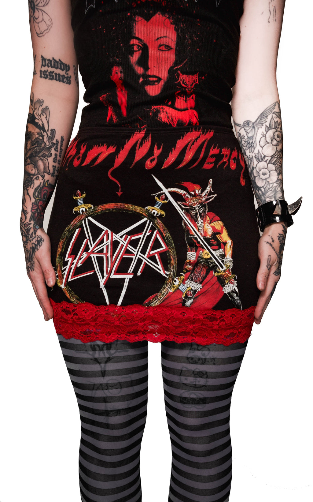 Vera's Eyecandy Slayer Metal Band Lace Skirt
