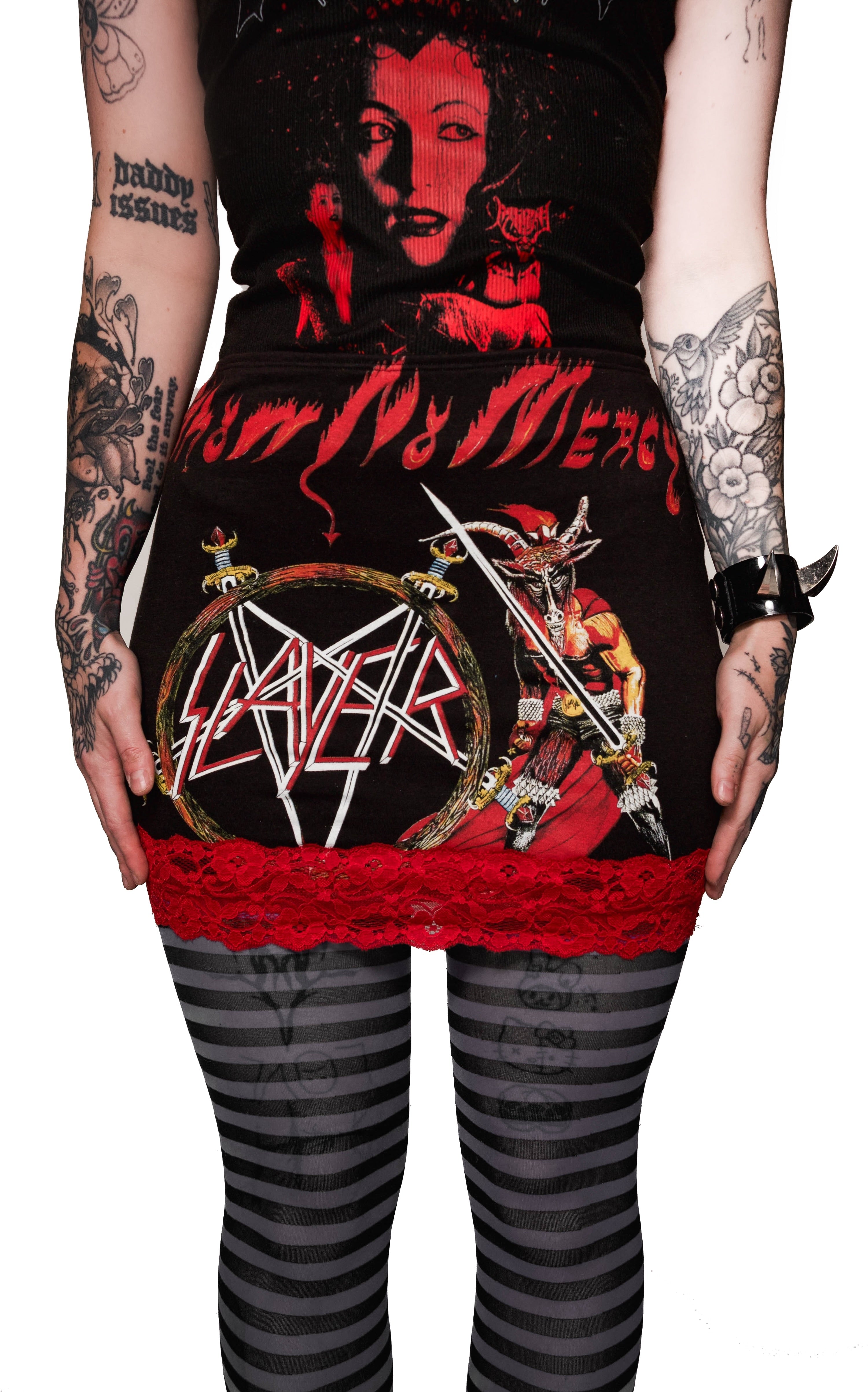 Vera's Eyecandy Slayer Metal Band Lace Skirt