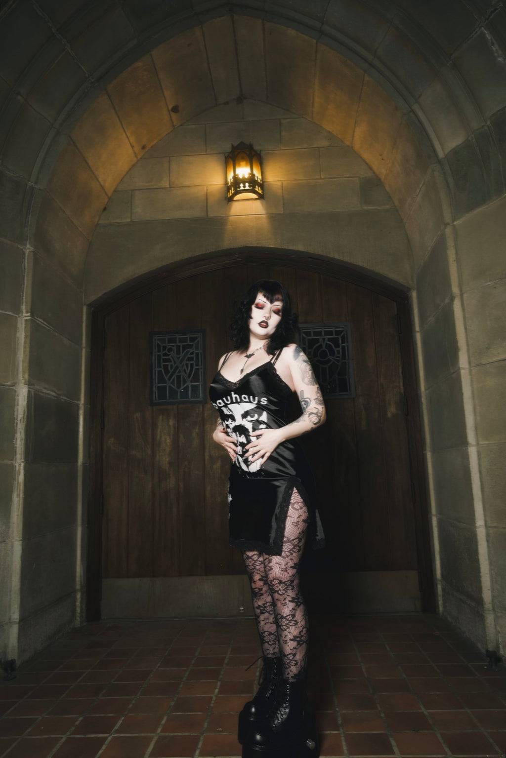 Vera's Eyecandy Bauhaus Cross Mini Slip Dress