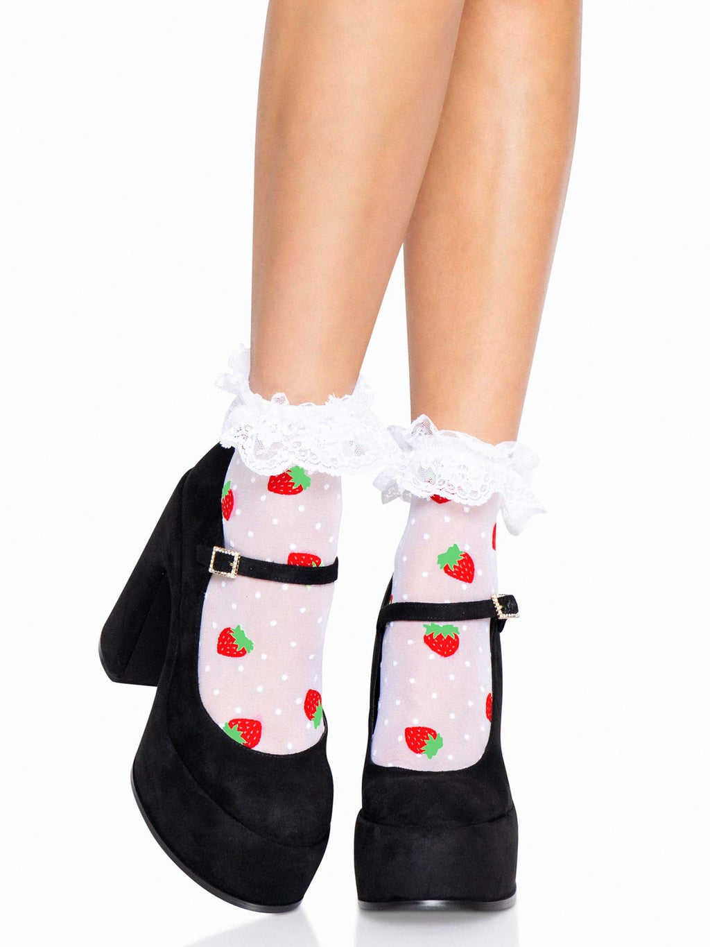 Leg Avenue Strawberry Ruffle Anklet Socks