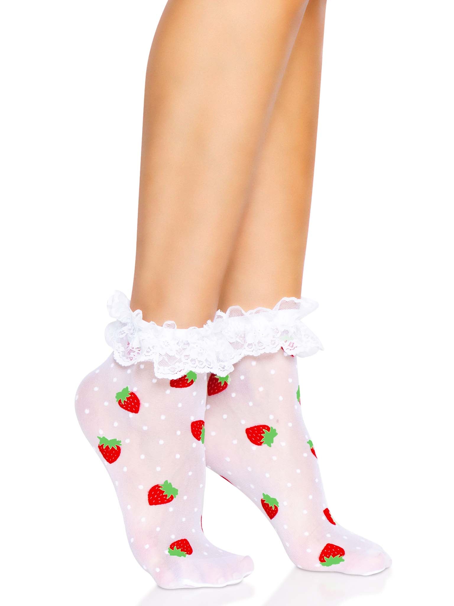 Leg Avenue Strawberry Ruffle Anklet Socks