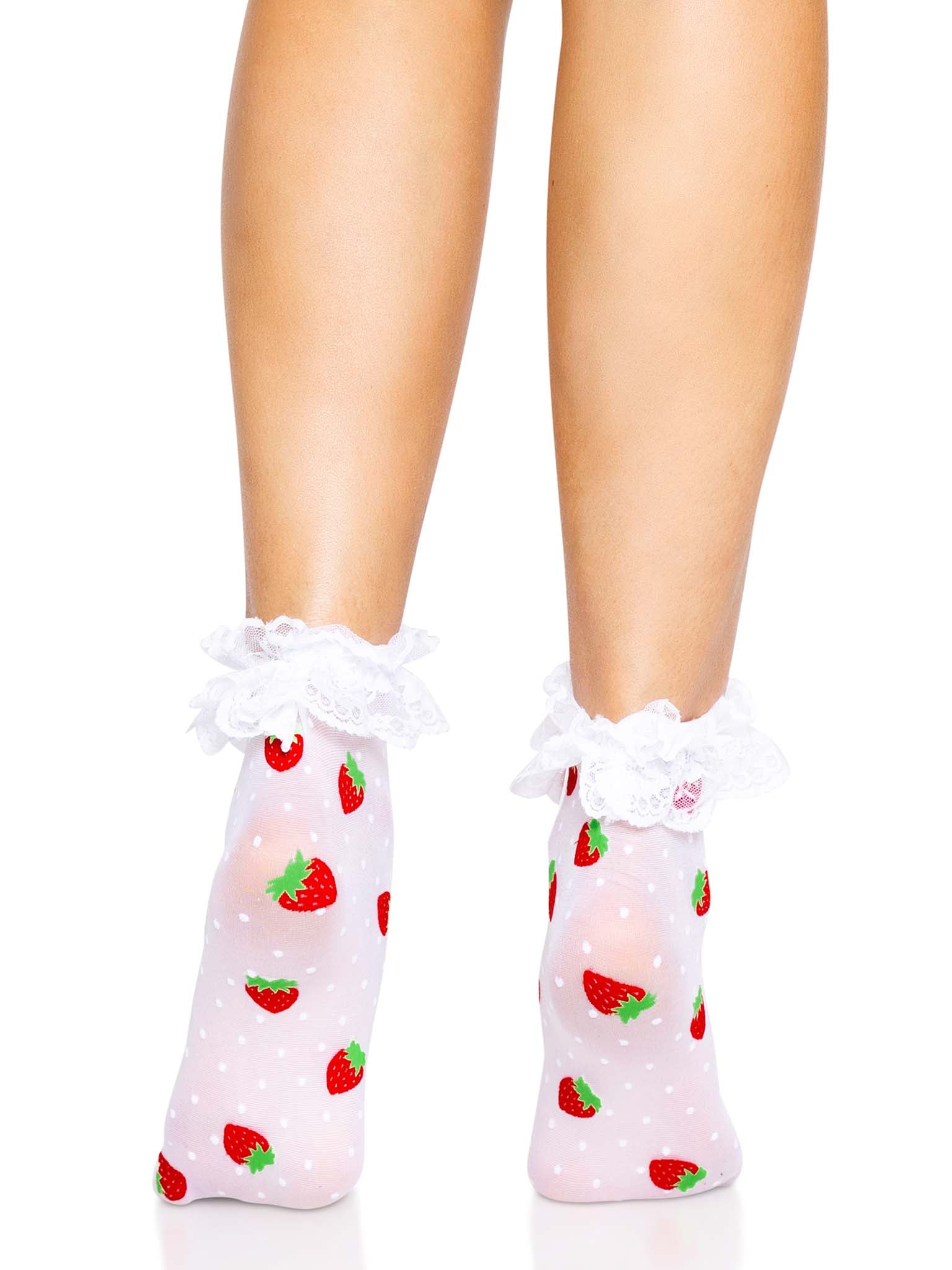 Leg Avenue Strawberry Ruffle Anklet Socks
