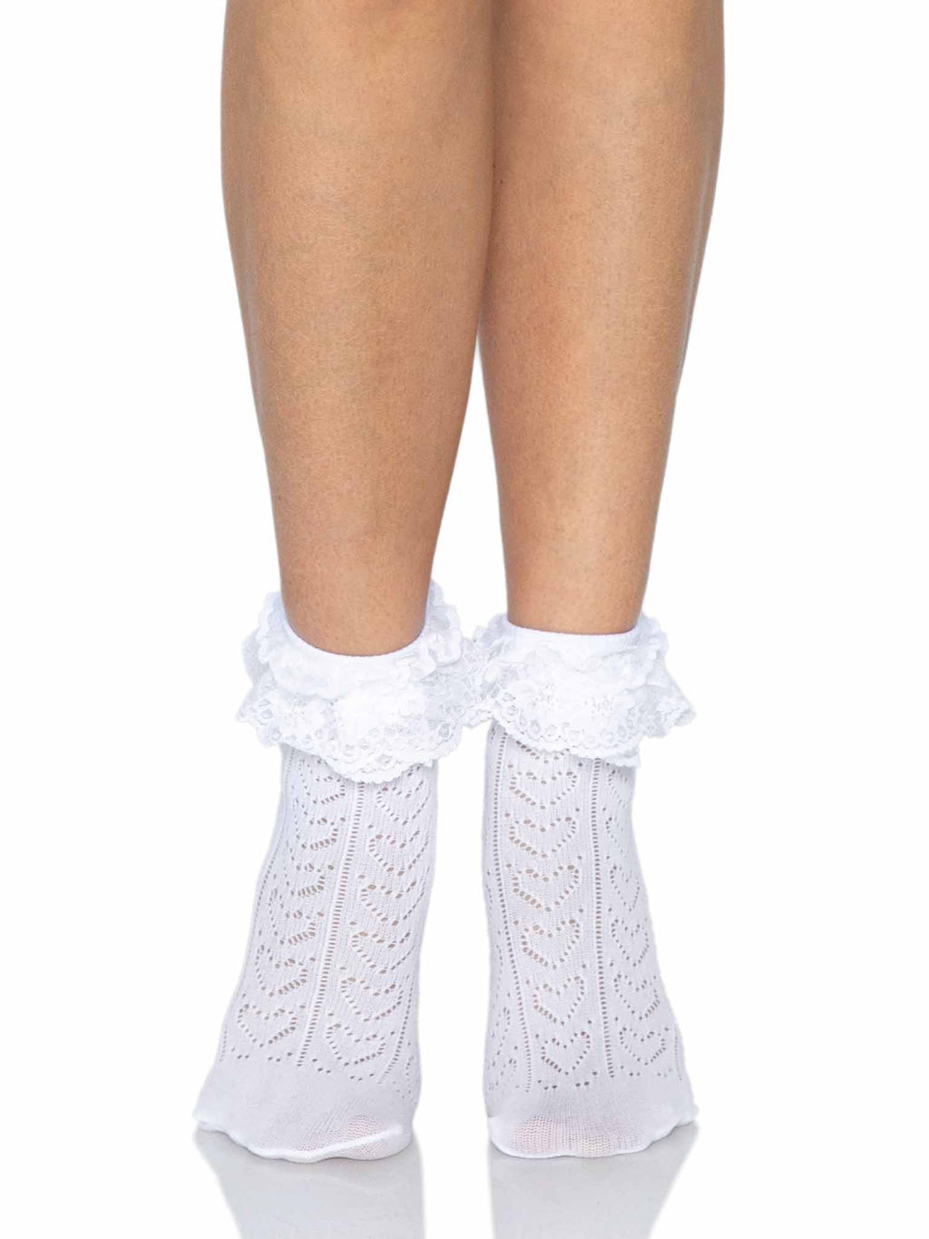 Leg Avenue Lei Lace White Ankle Socks
