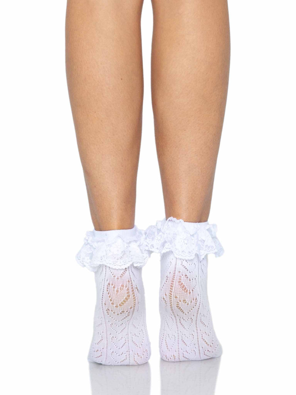 Leg Avenue Lei Lace White Ankle Socks