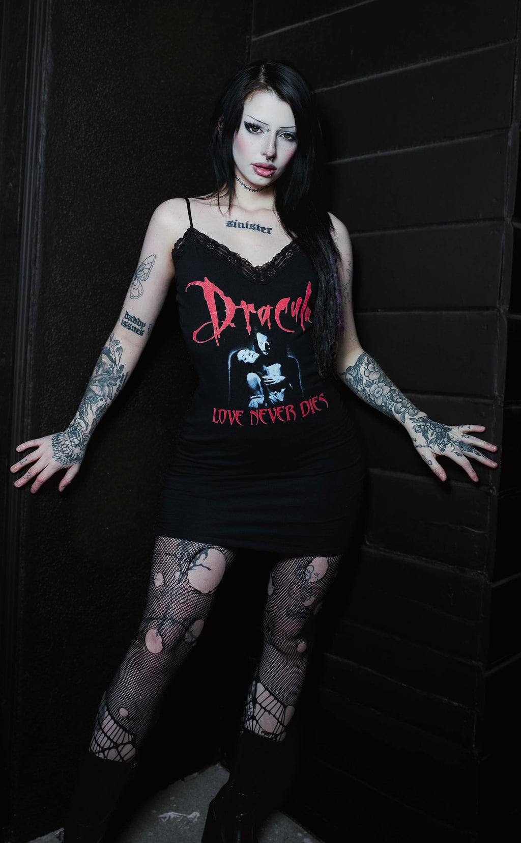 Vera's Eyecandy Dracula Love Never Dies Lace Strap Dress