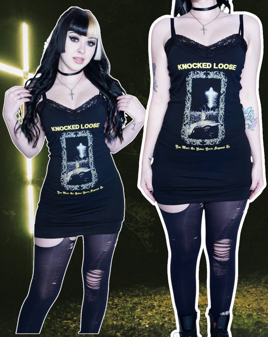 Vera's Eyecandy Knocked Loose Lace Strap Punk Dress