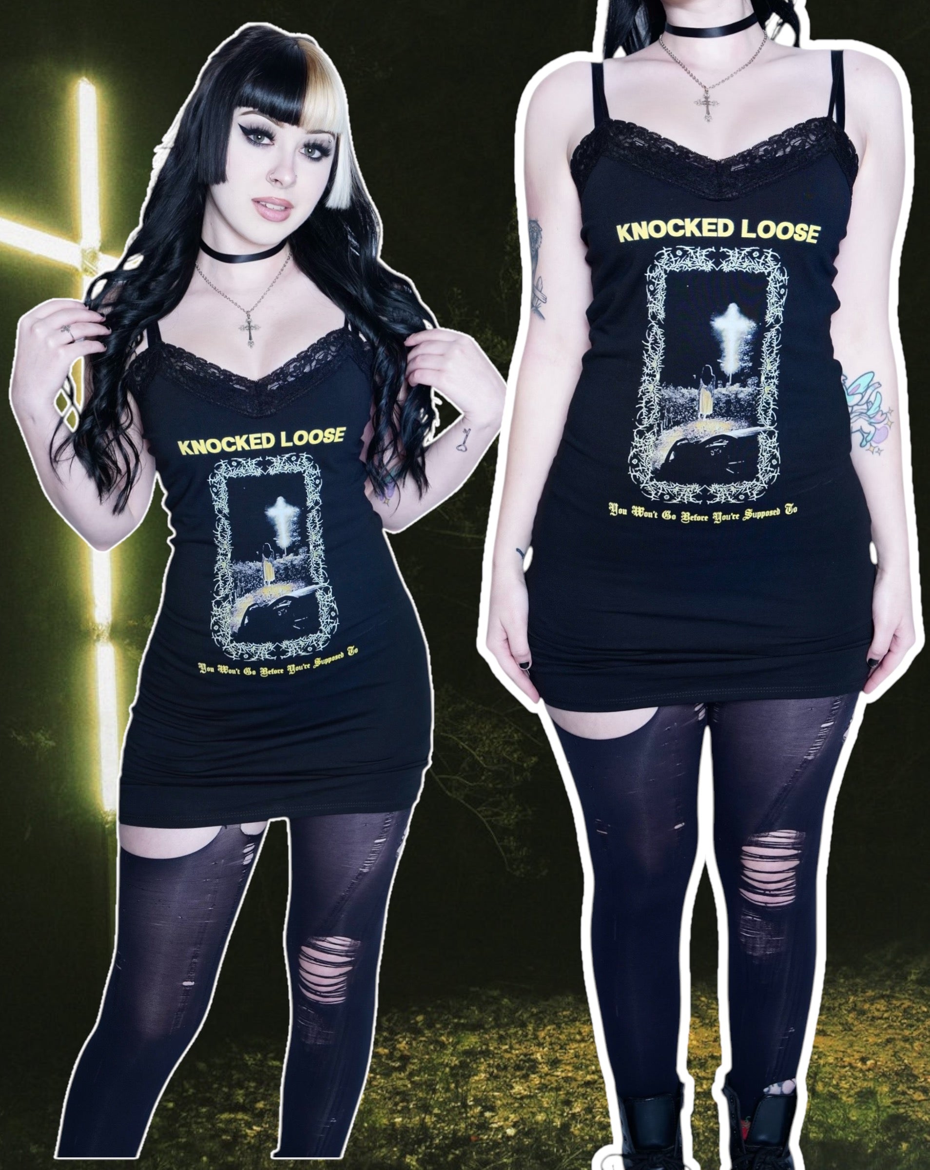 Vera's Eyecandy Knocked Loose Lace Strap Punk Dress