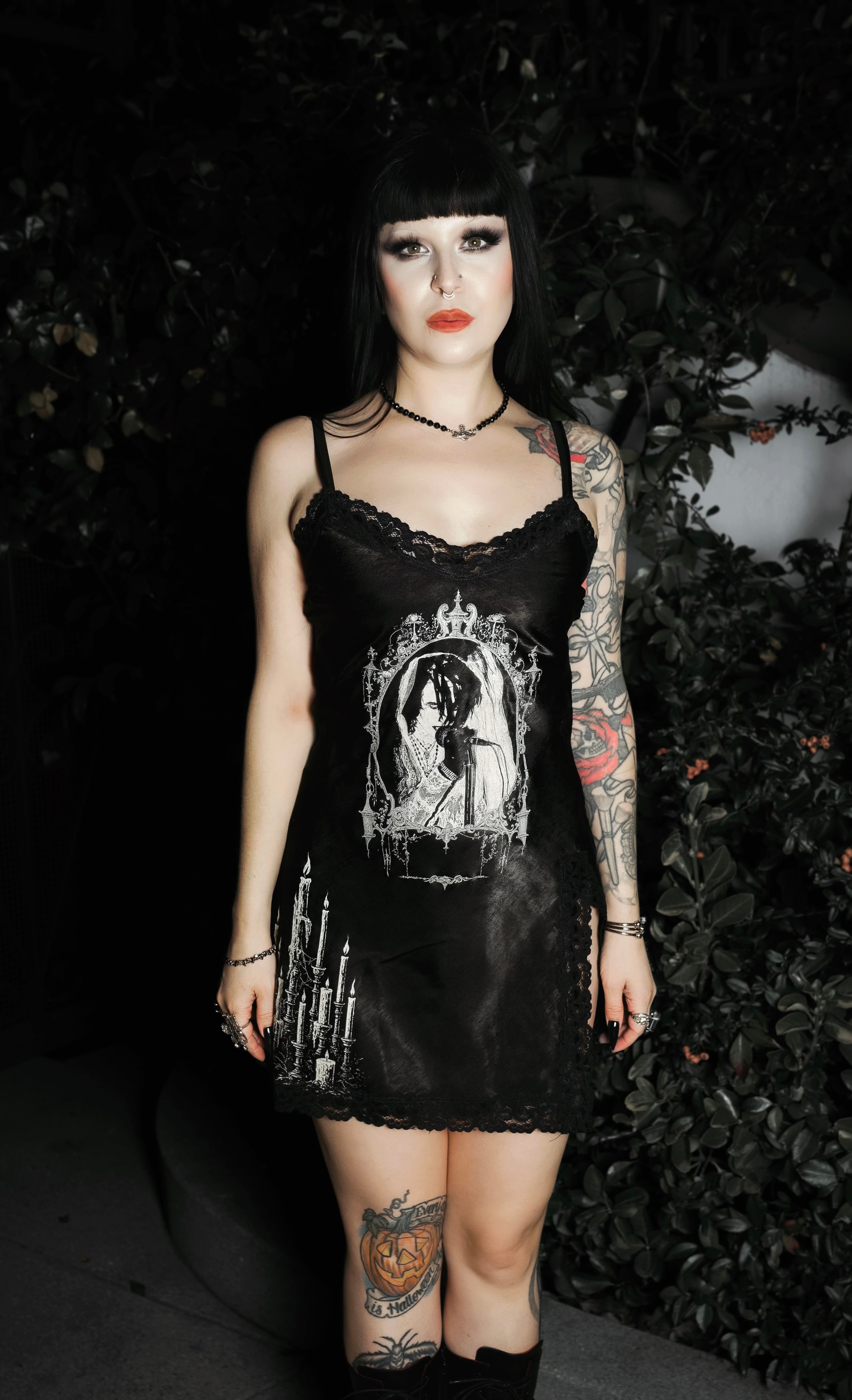 Vera's Eyecandy Rozz Christian Death Mini Slip Metal Dress