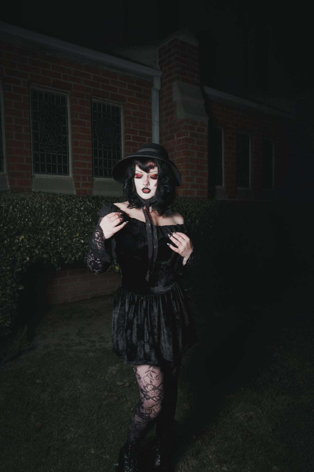 Vera's Eyecandy Black Widow Velvet Dress