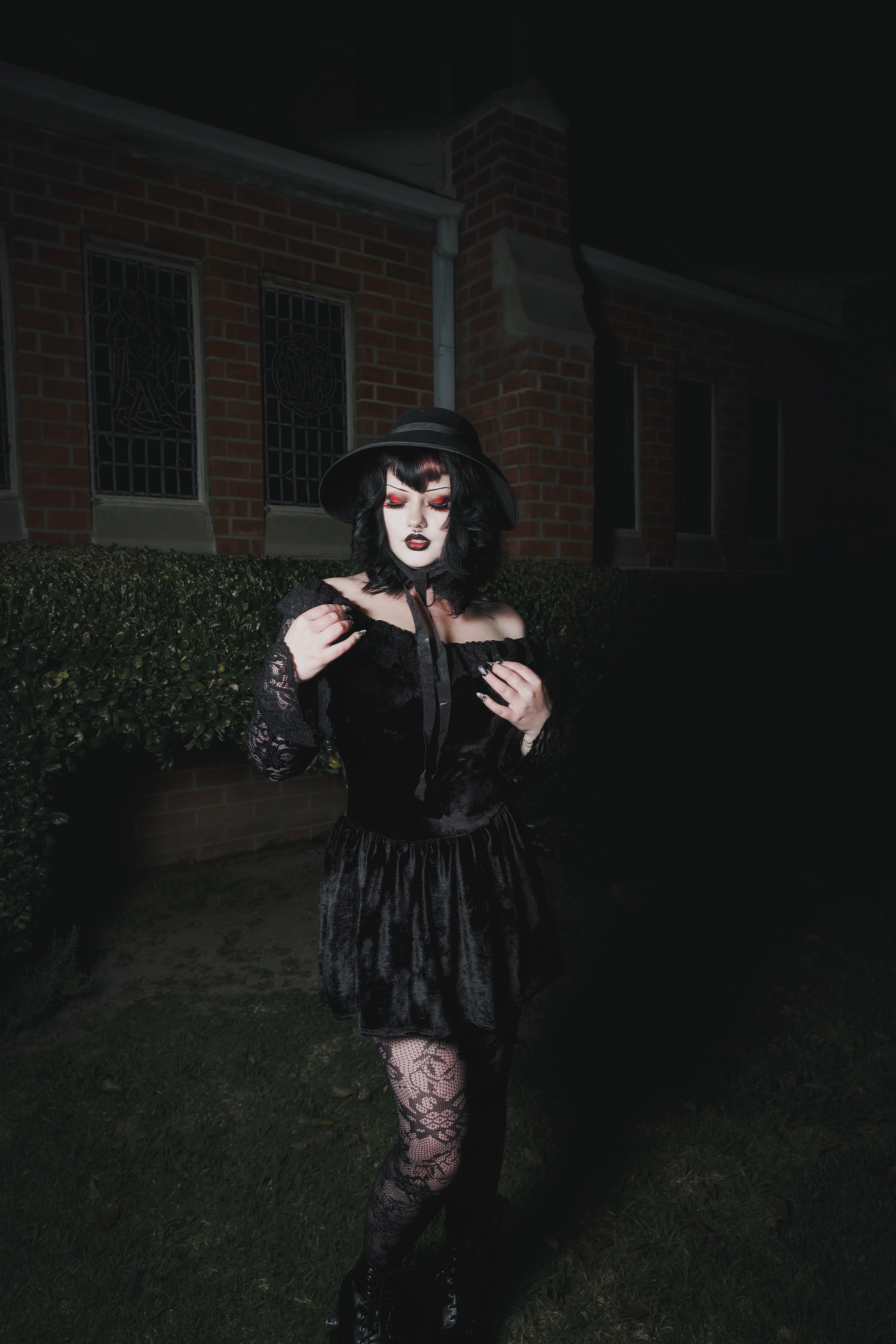 Vera's Eyecandy Black Widow Velvet Dress