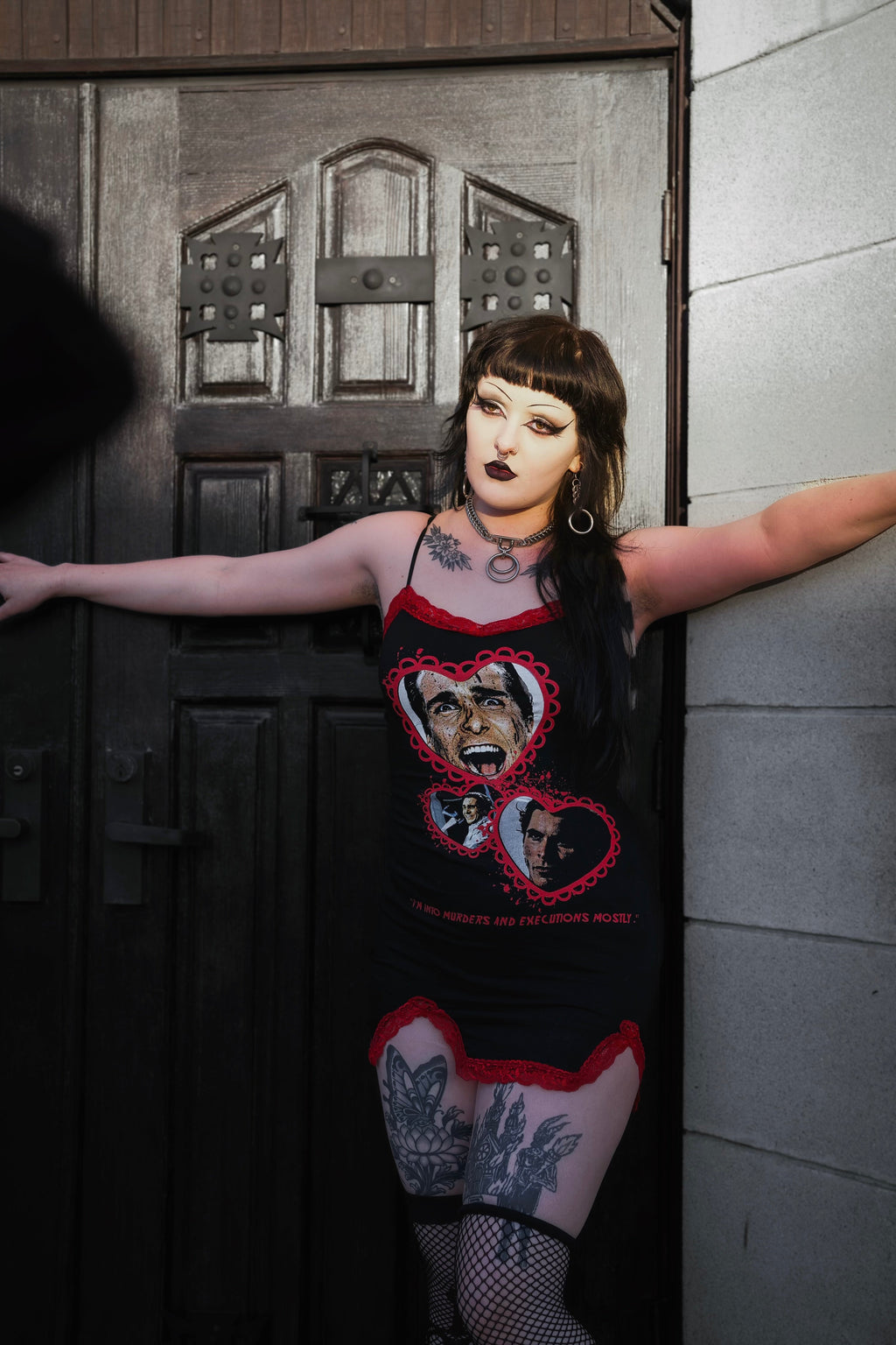 Vera's Eyecandy American Psycho Slit Red Lace Dress