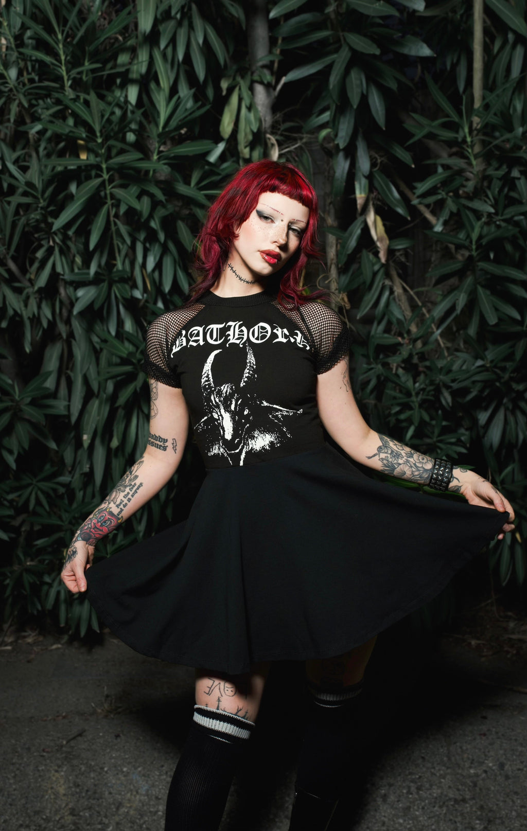 Vera's Eyecandy Bathory Fishnet Baby Doll Metal Dress