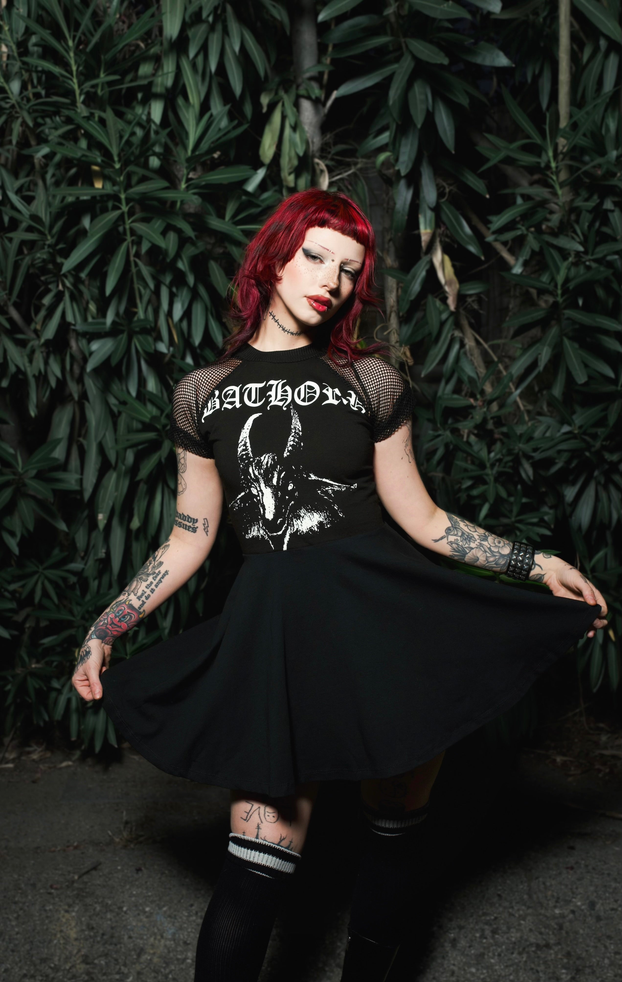 Vera's Eyecandy Bathory Fishnet Baby Doll Metal Dress