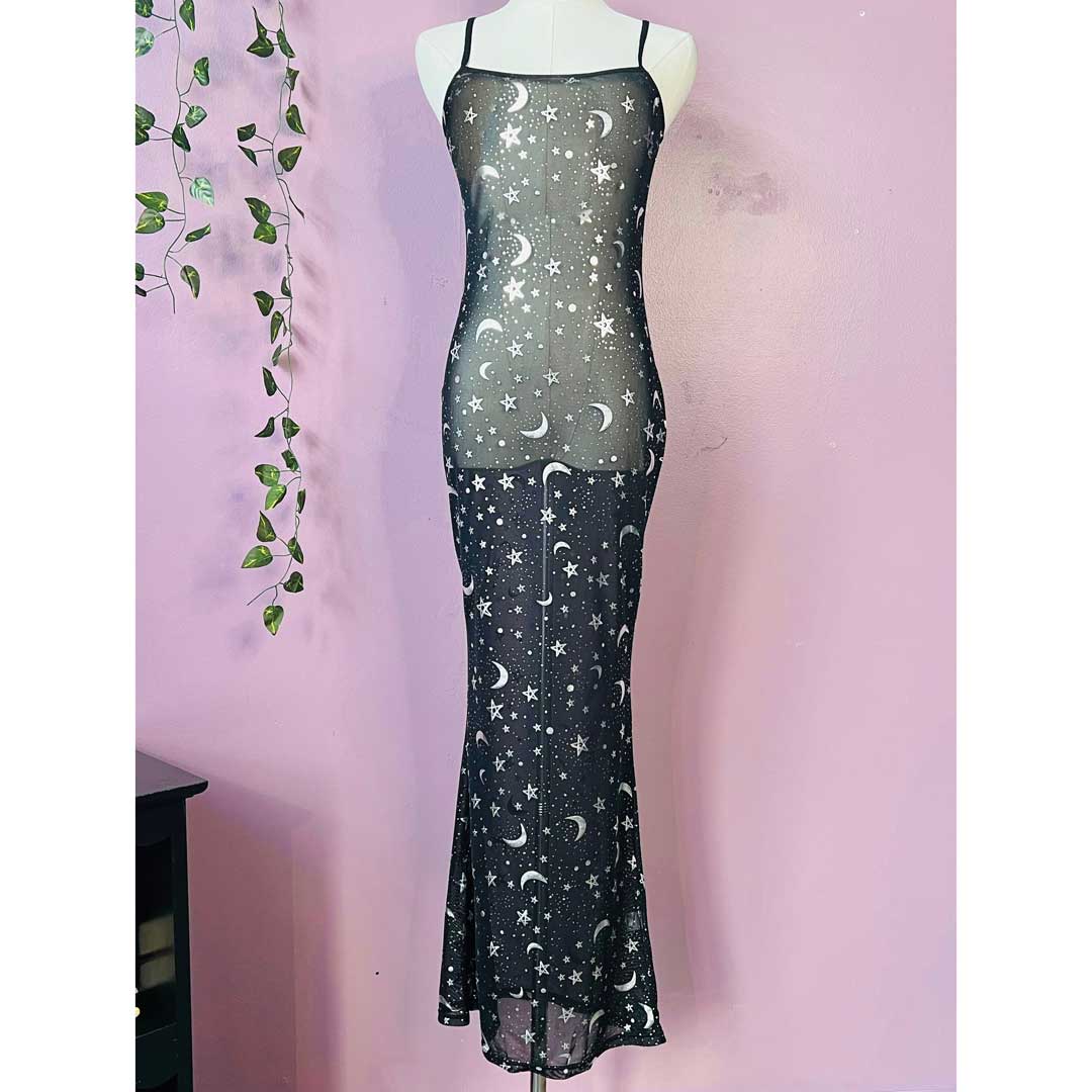 sheer dress with stars Tulle Dress with Stars Maxi