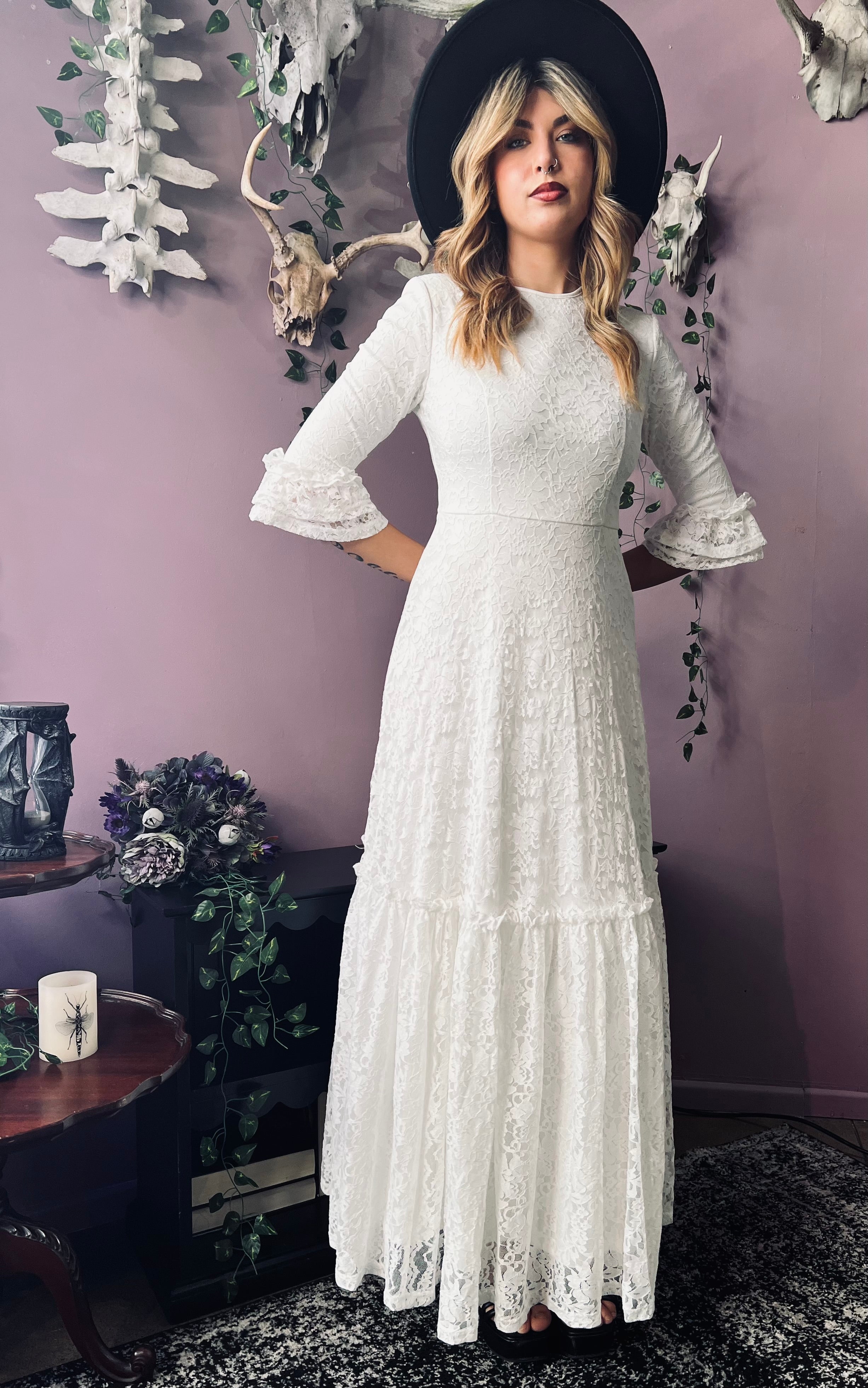 Witchwood Mina Ivory Floral Lace Bride of the Vampire Maxi Dress