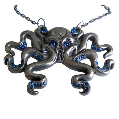 Kreepsville 666 Octoskull Necklace Blue Jewels