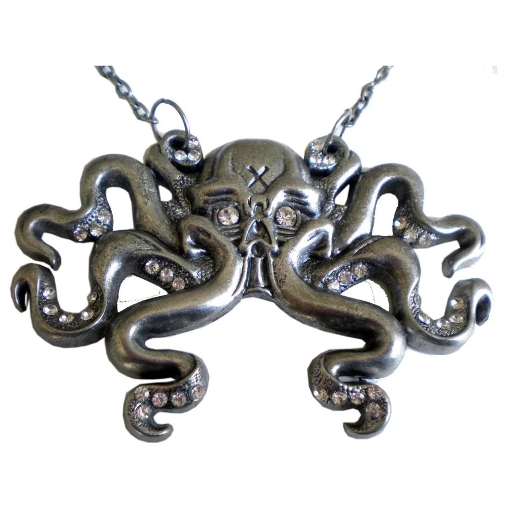 Kreepsville 666 Octoskull Necklace Clear Jewels