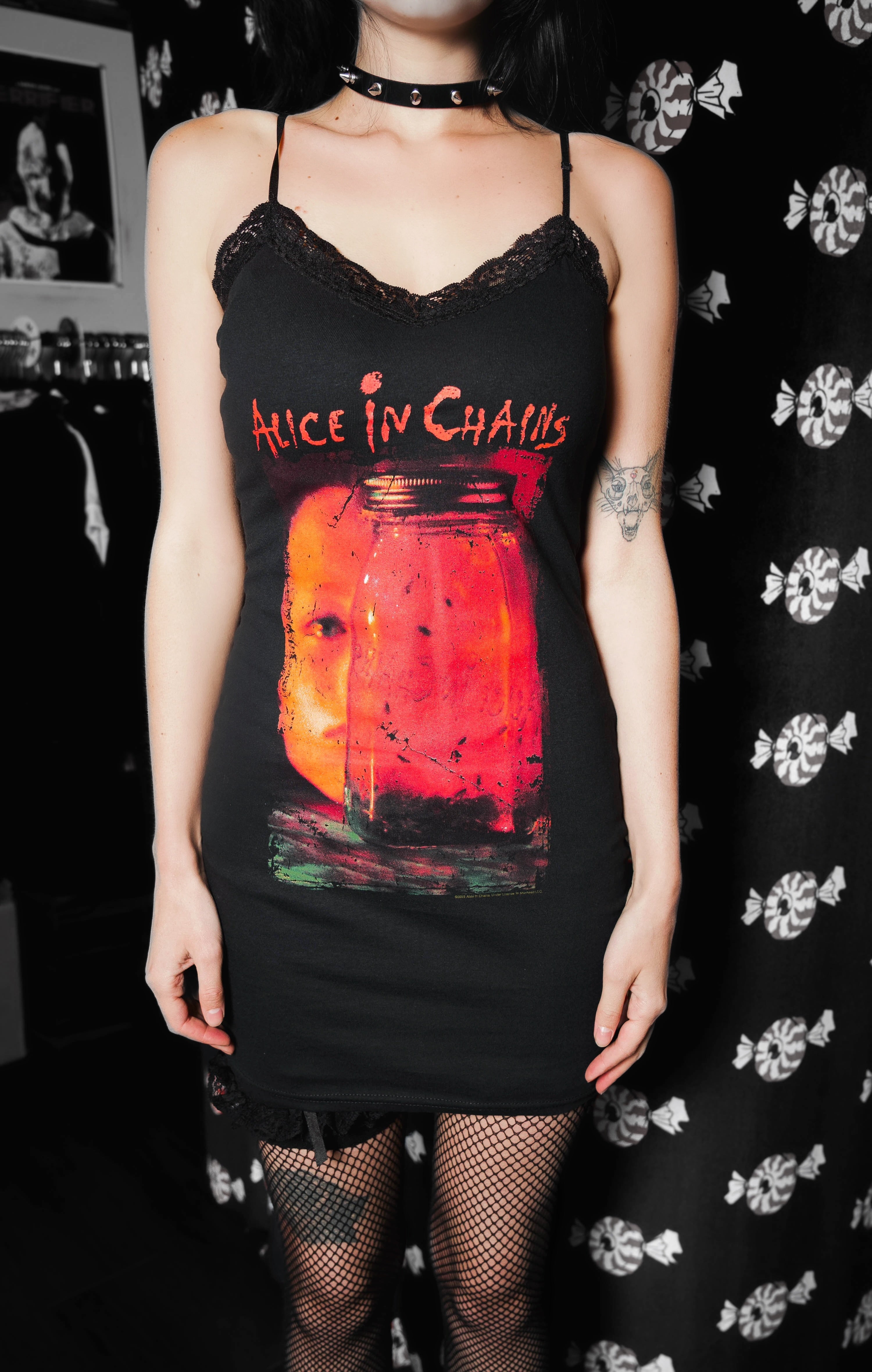 Vera's Eyecandy Alice in Chains Jar of Flies Lace Strap Dress