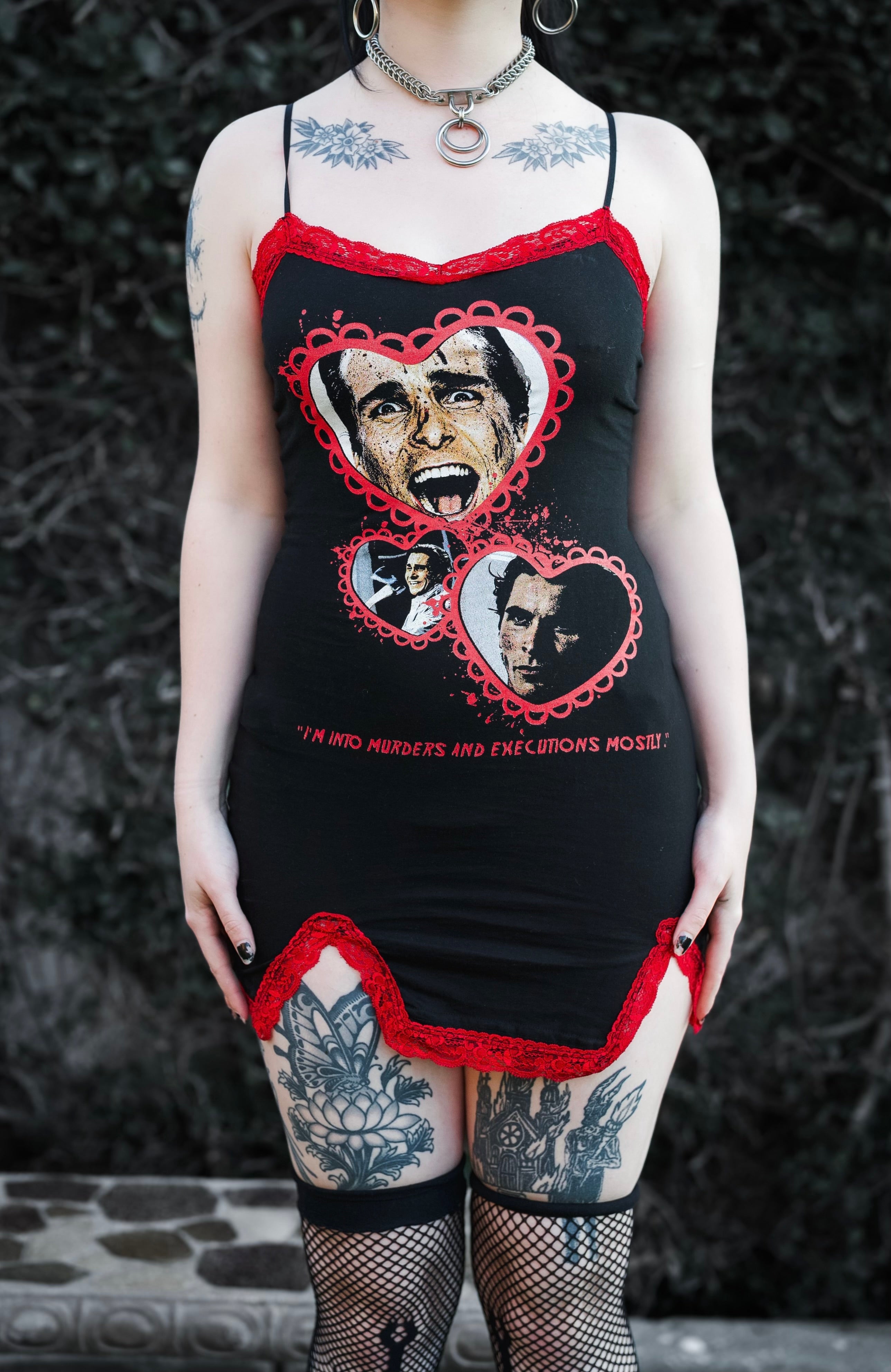 Vera's Eyecandy American Psycho Slit Red Lace Dress