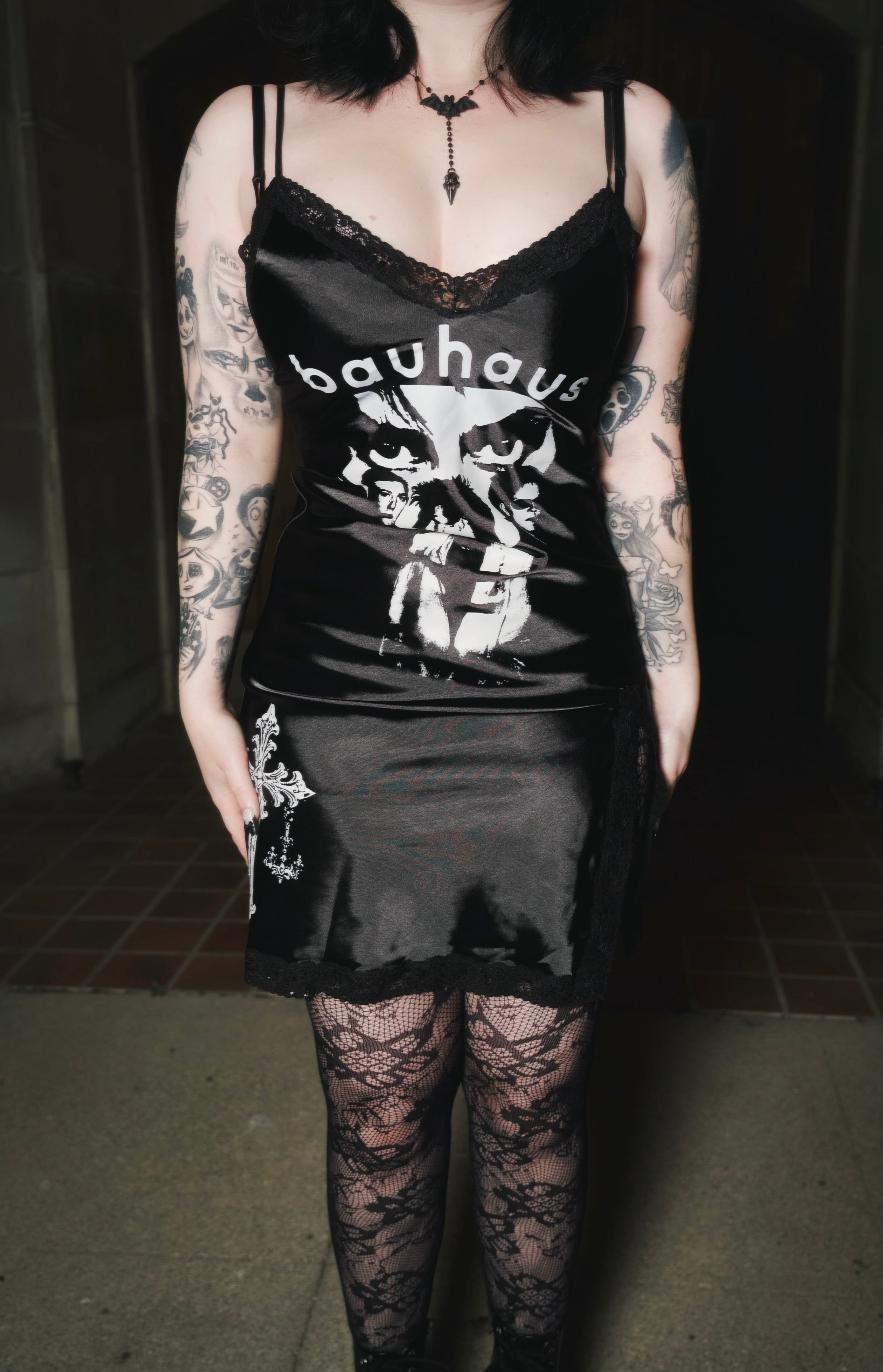 Vera's Eyecandy Bauhaus Cross Mini Slip Dress