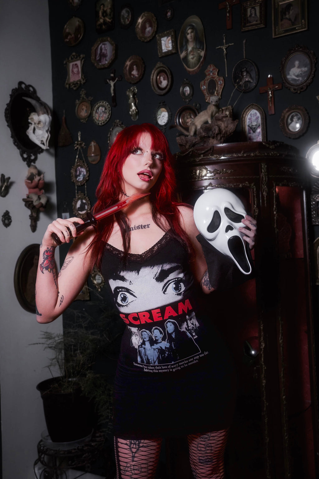 Vera's Eyecandy Scream Lace Strap Dress