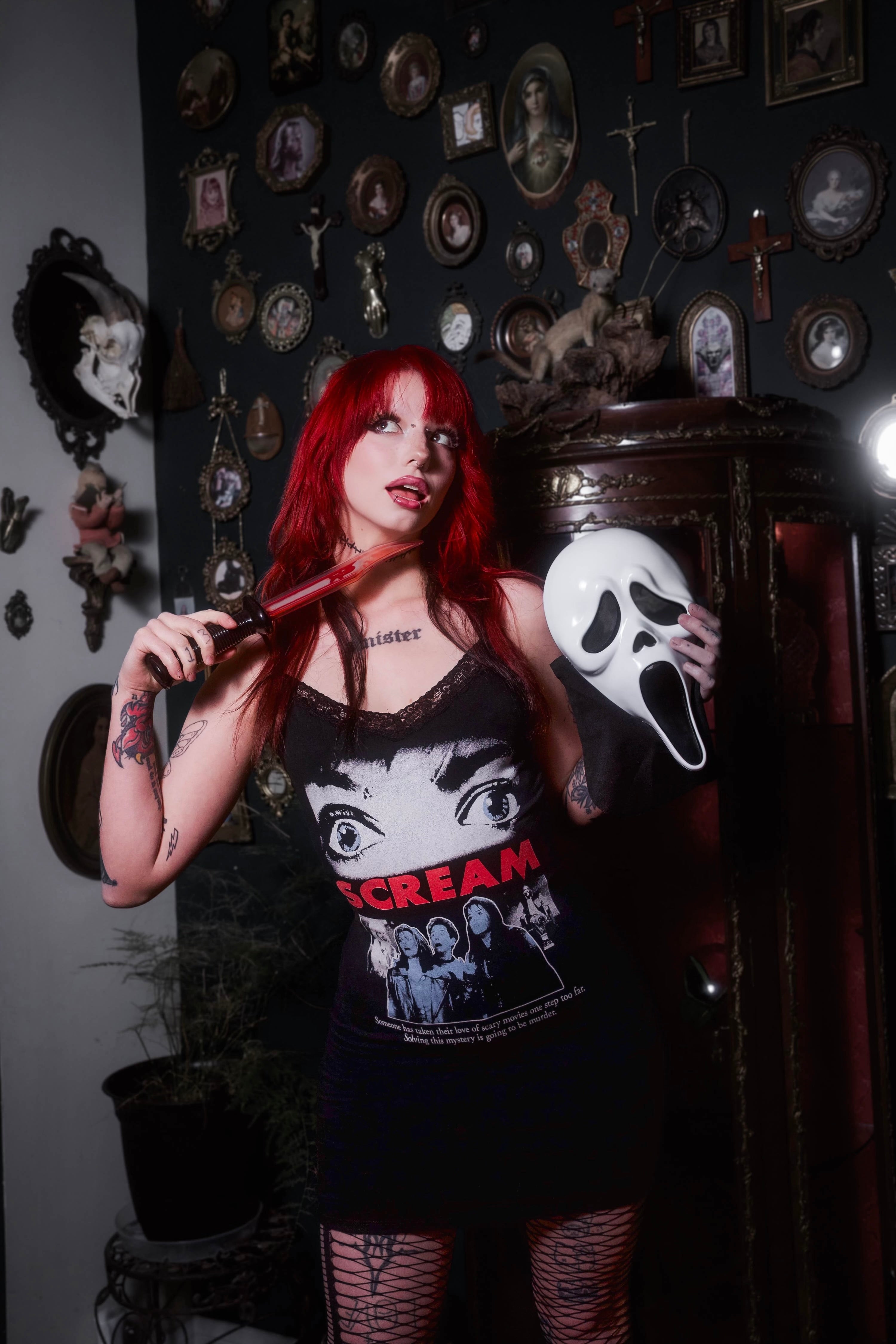 Vera's Eyecandy Scream Lace Strap Dress