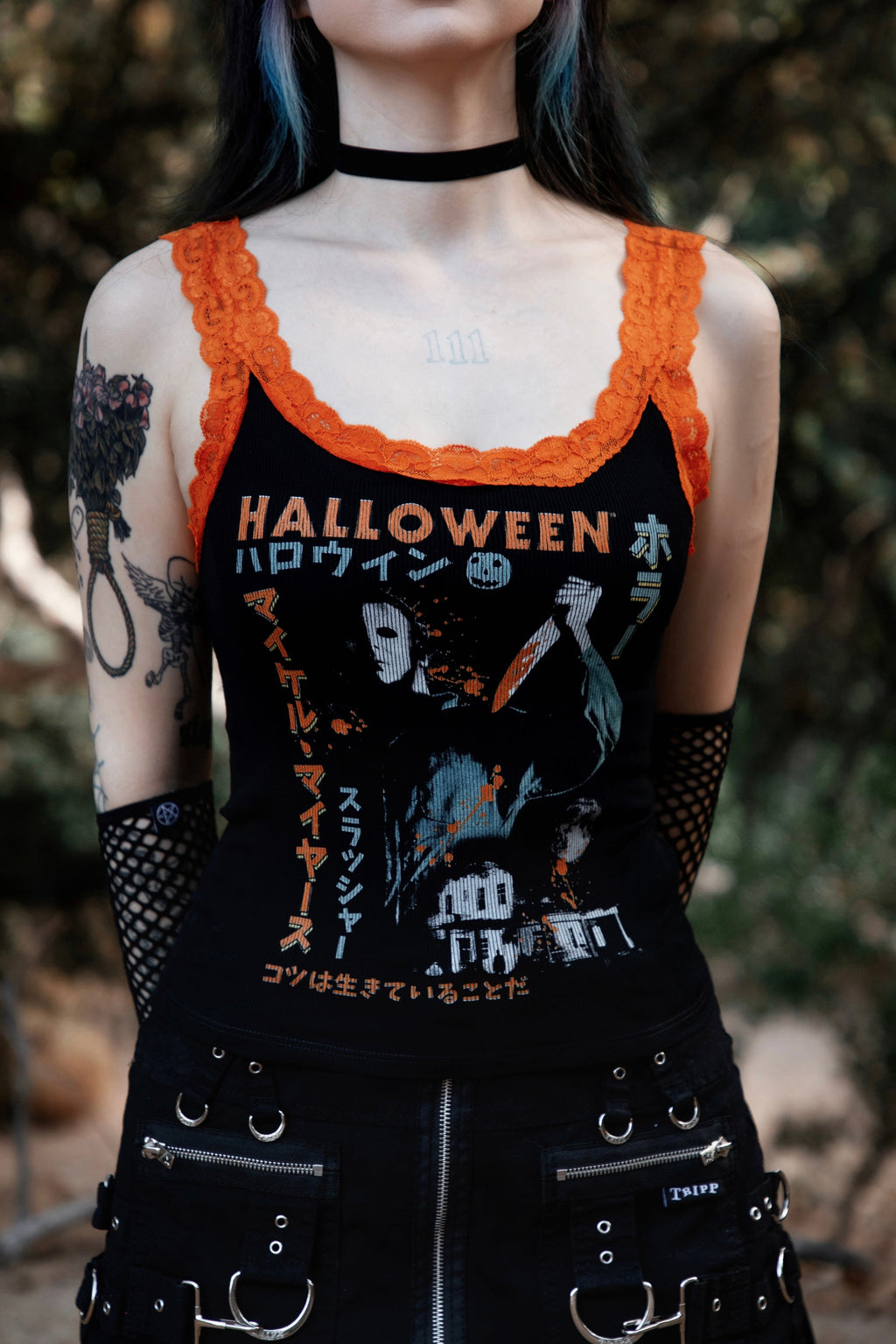 Vera's Eyecandy Halloween Lace Ribbed Horror Tank Ltd Ed