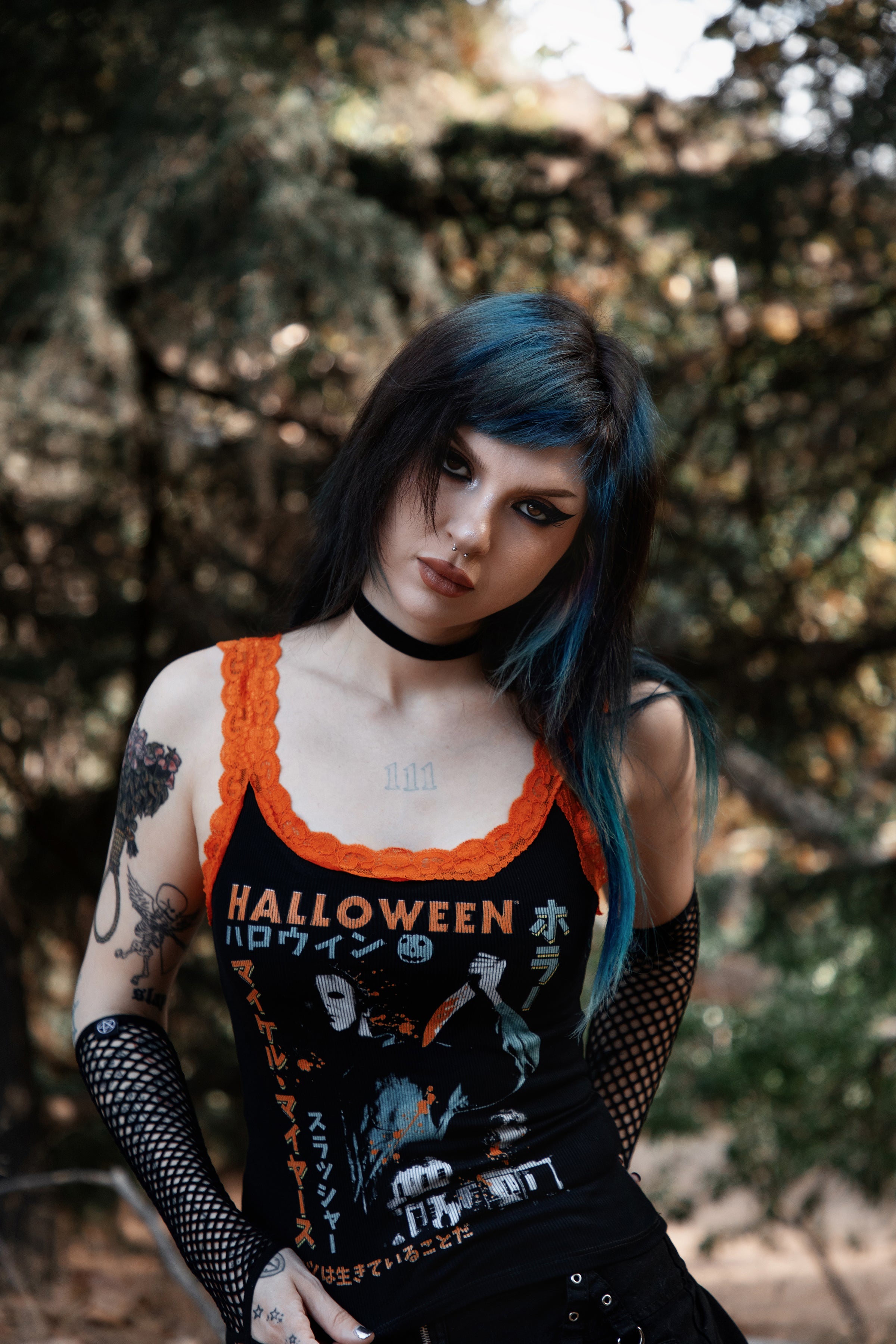 Vera's Eyecandy Halloween Lace Ribbed Horror Tank Ltd Ed