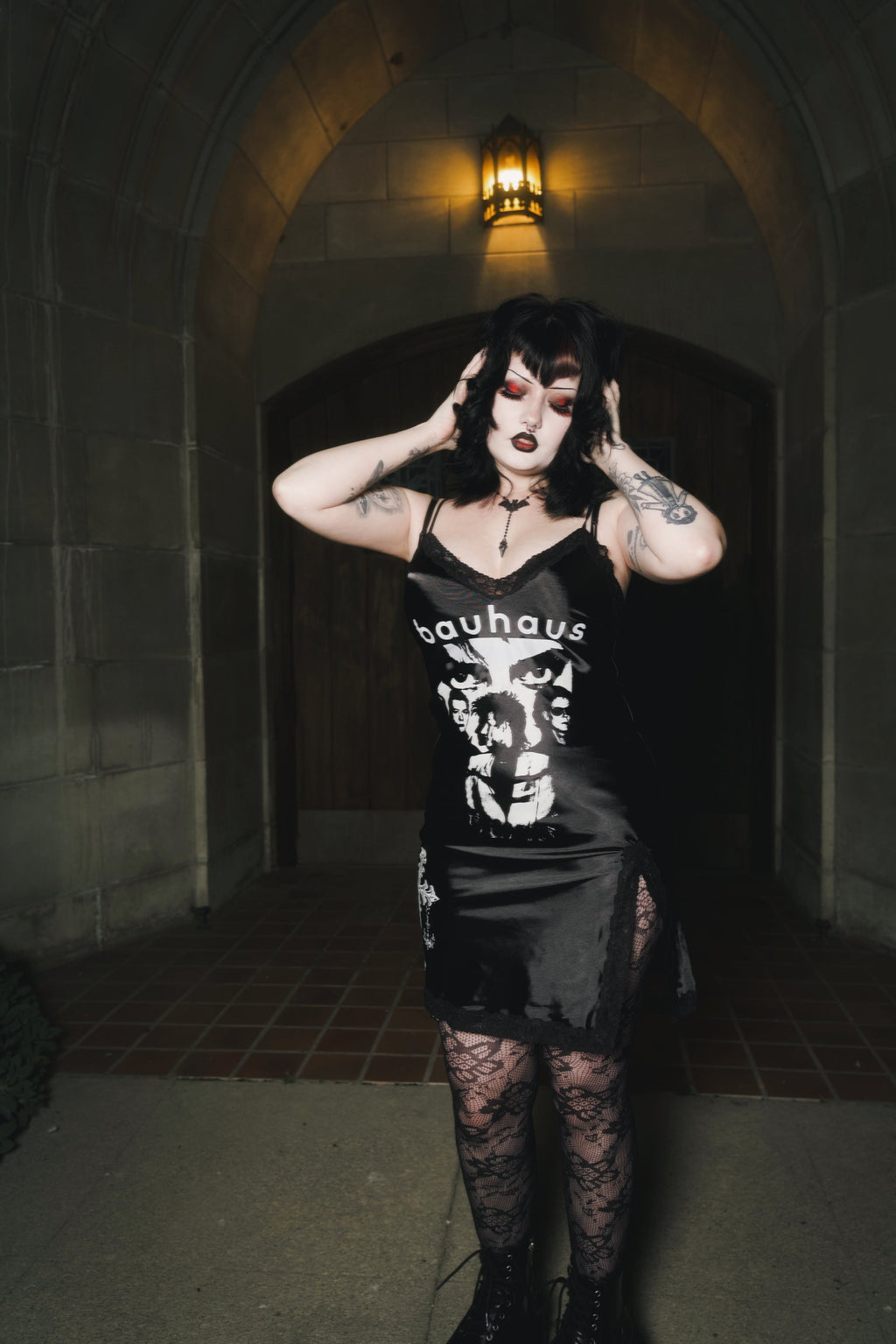 Vera's Eyecandy Bauhaus Cross Mini Slip Dress