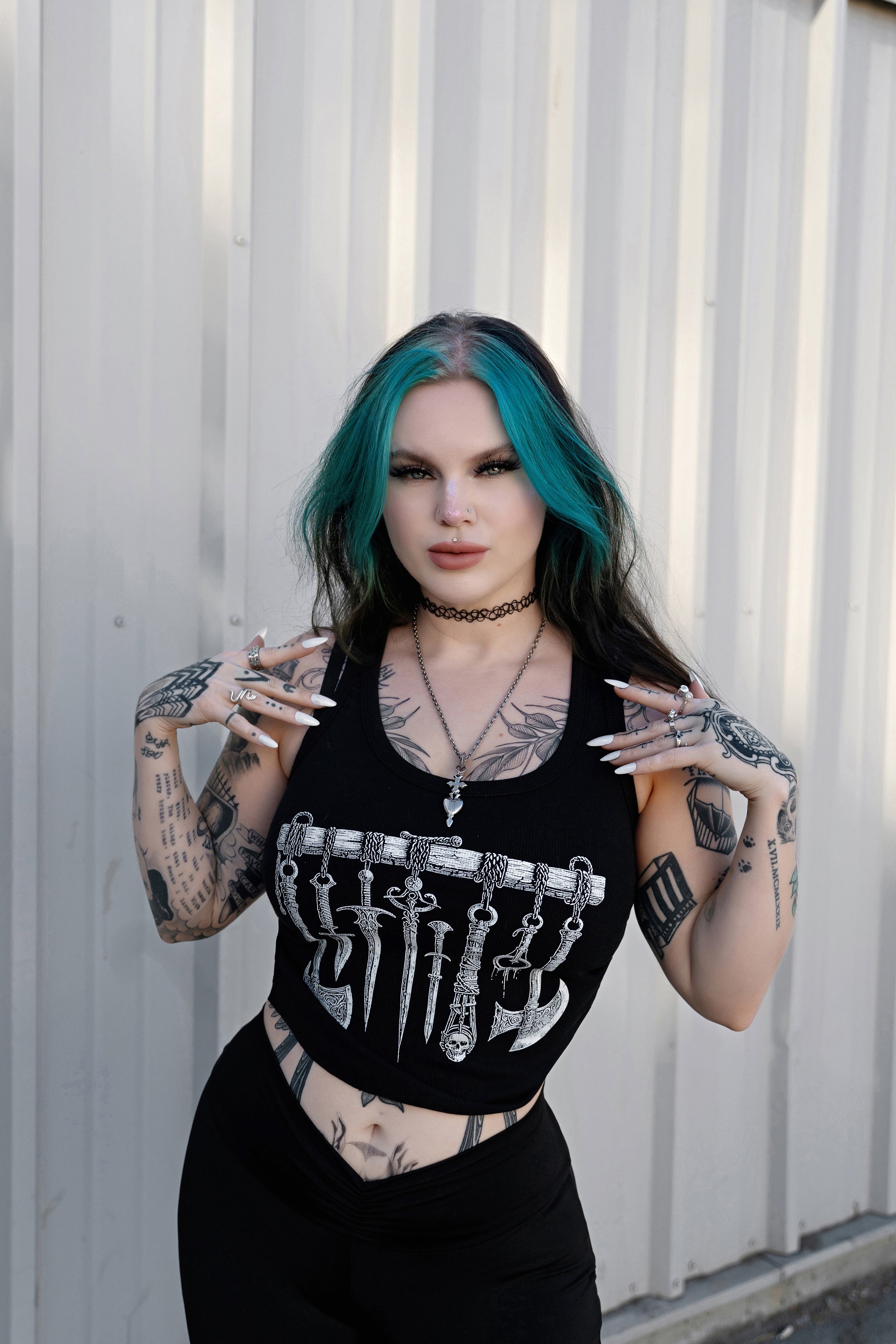 Vera's Eyecandy Medieval Weapons Ribbed Tank Top