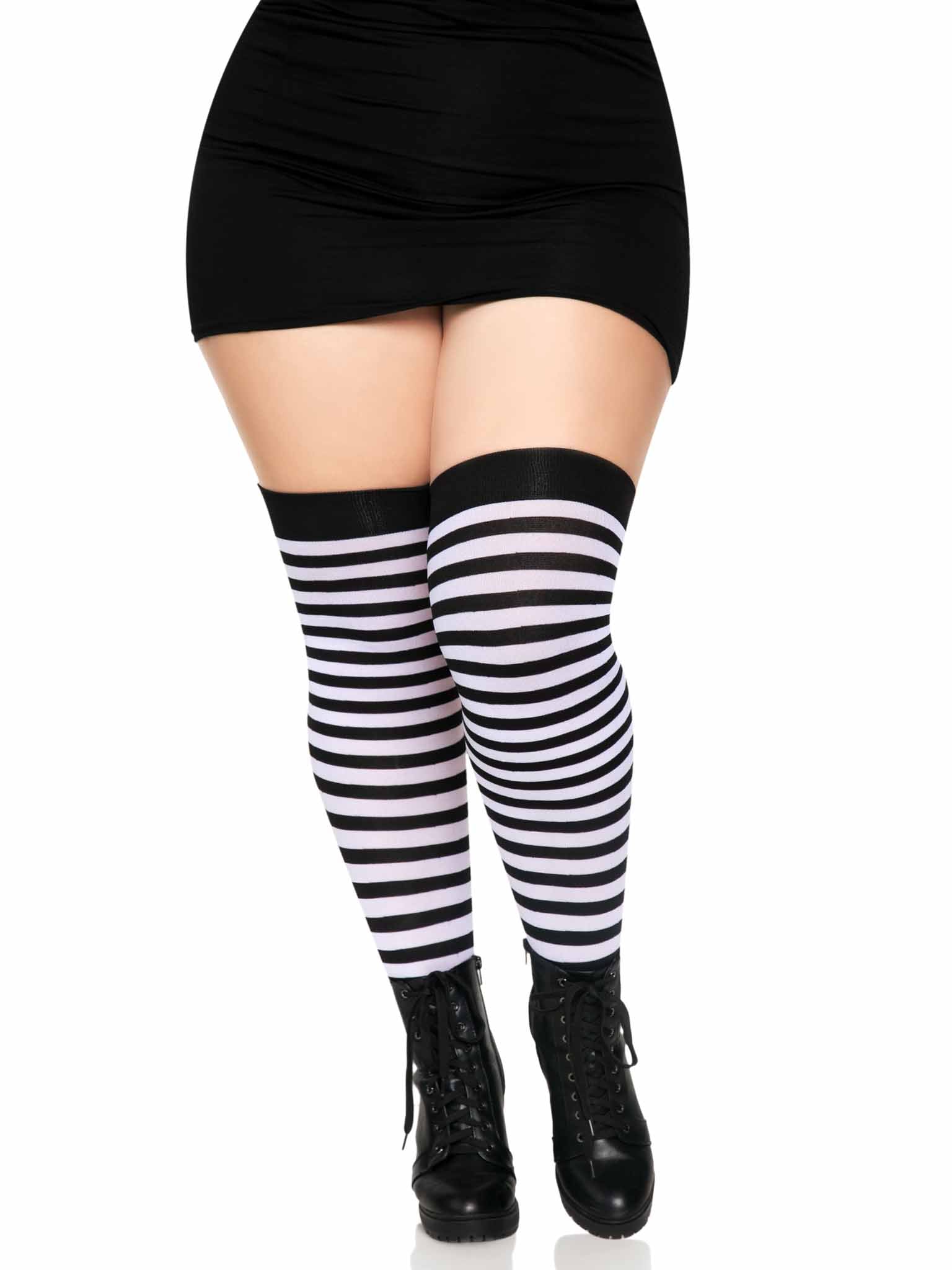 Leg Avenue Cari Striped Thigh High Socks