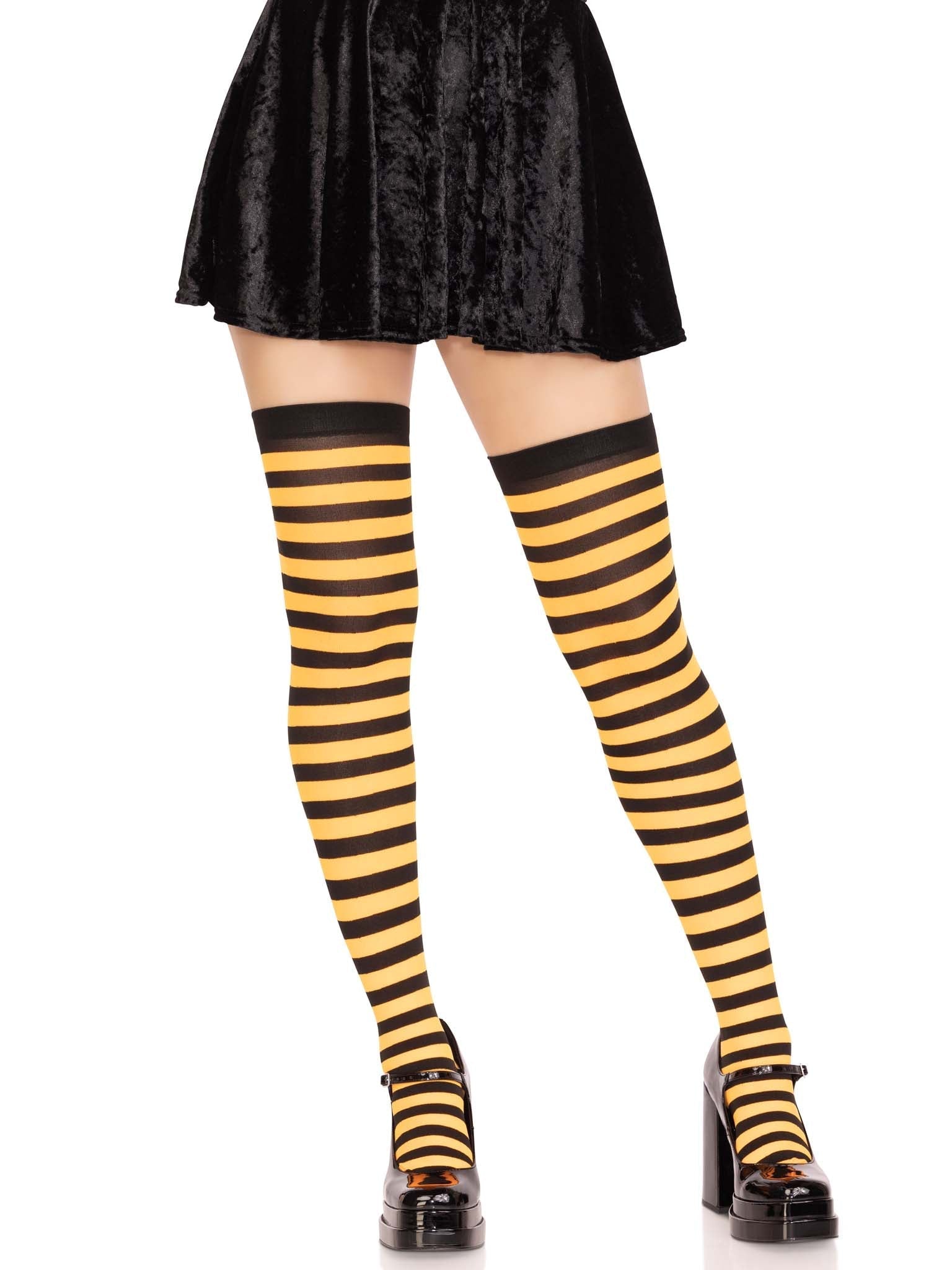 Leg Avenue Cari Striped Thigh High Socks