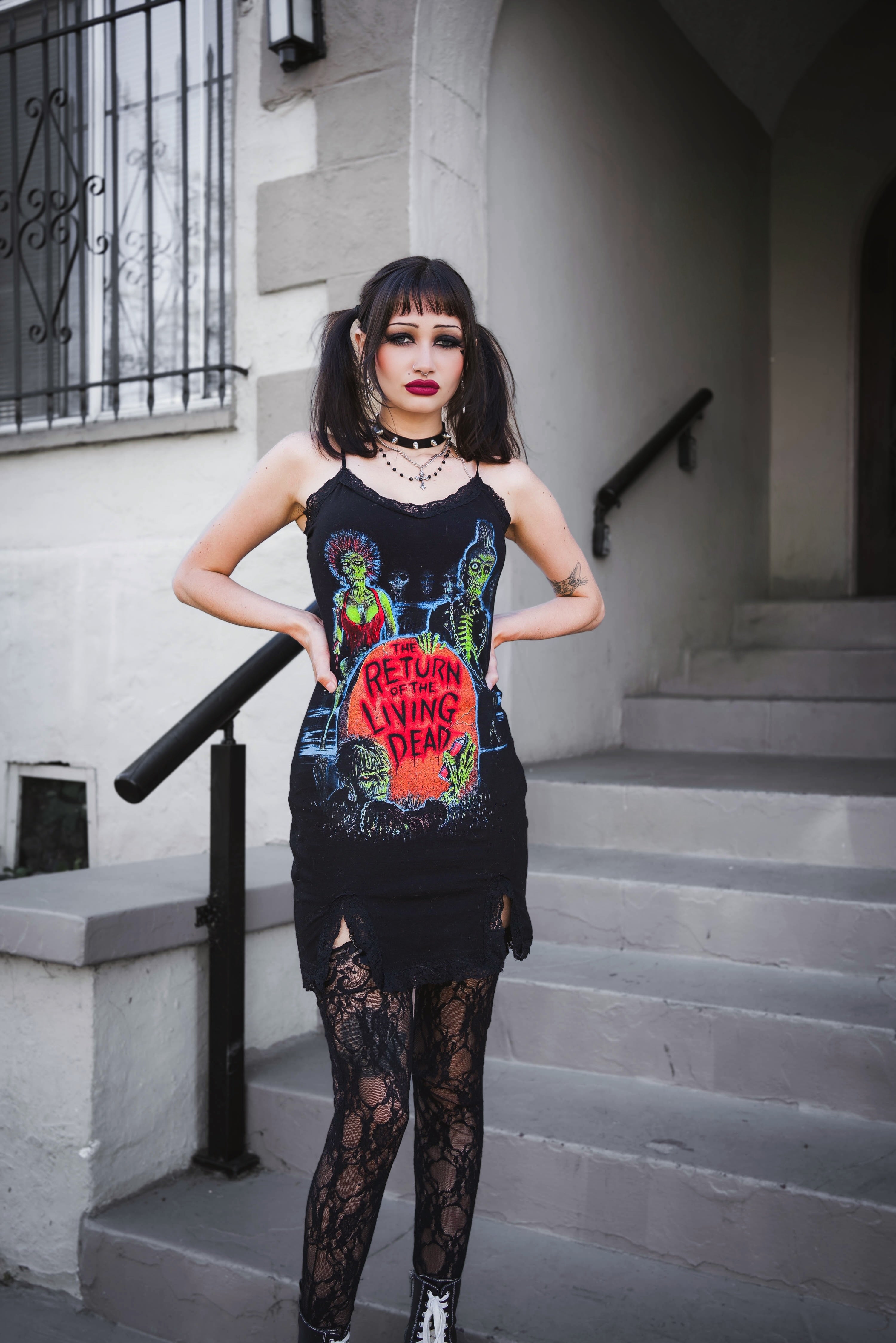 Vera's Eyecandy Return of the Living Dead Slit Lace Dress