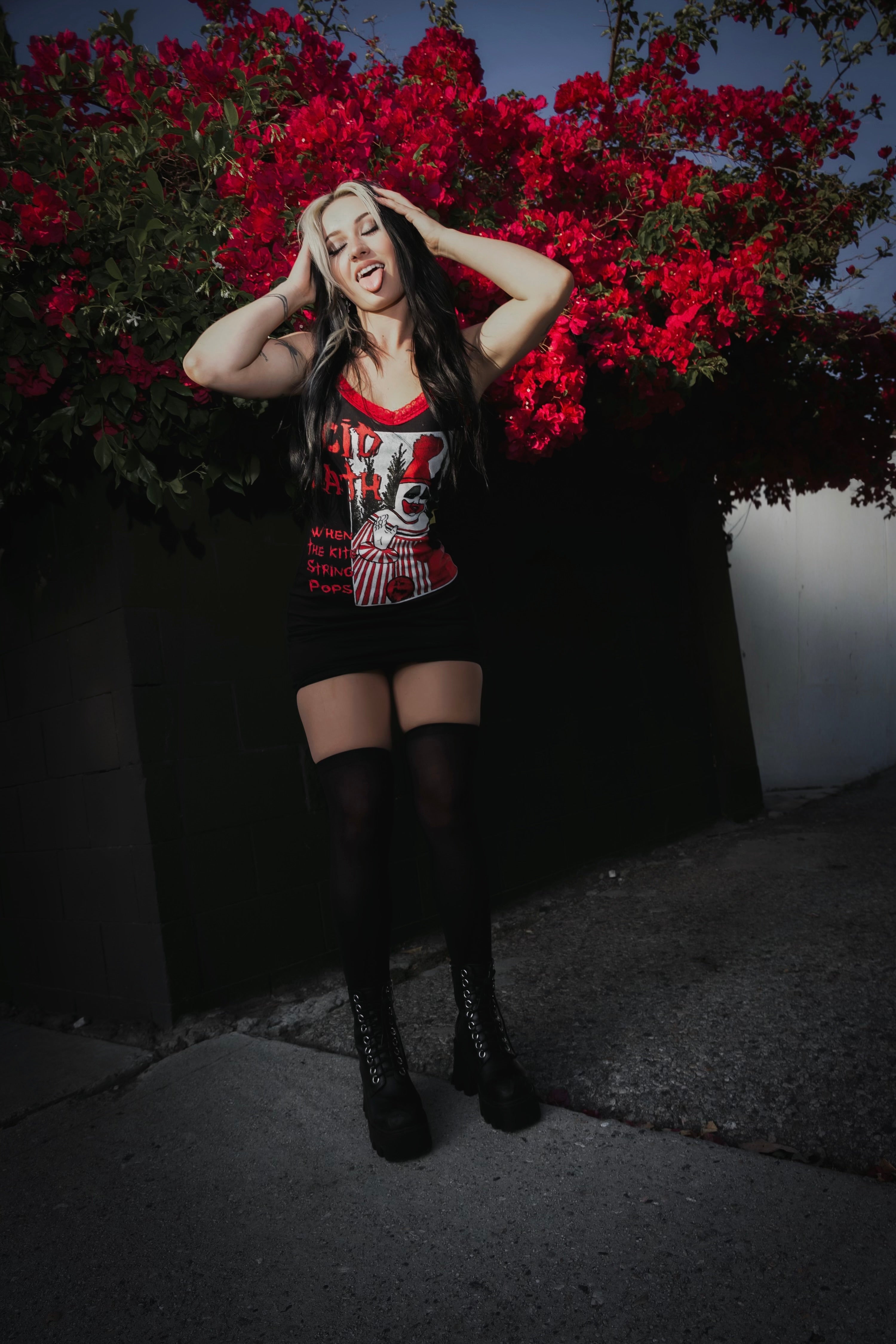 Vera's Eyecandy ACID BATH Red Lace Strap Dress