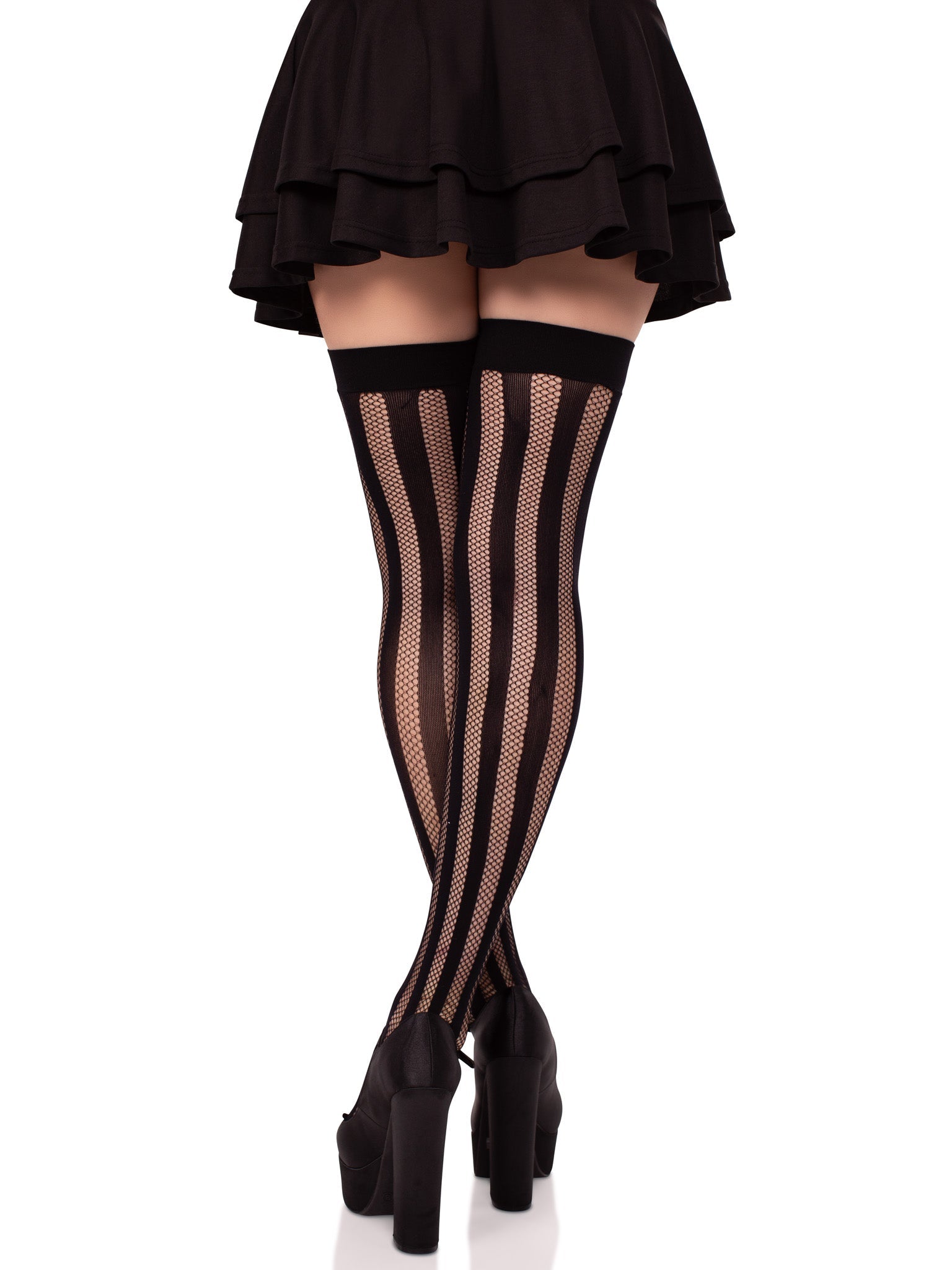 Leg Avenue Krya Striped Net Thigh Highs