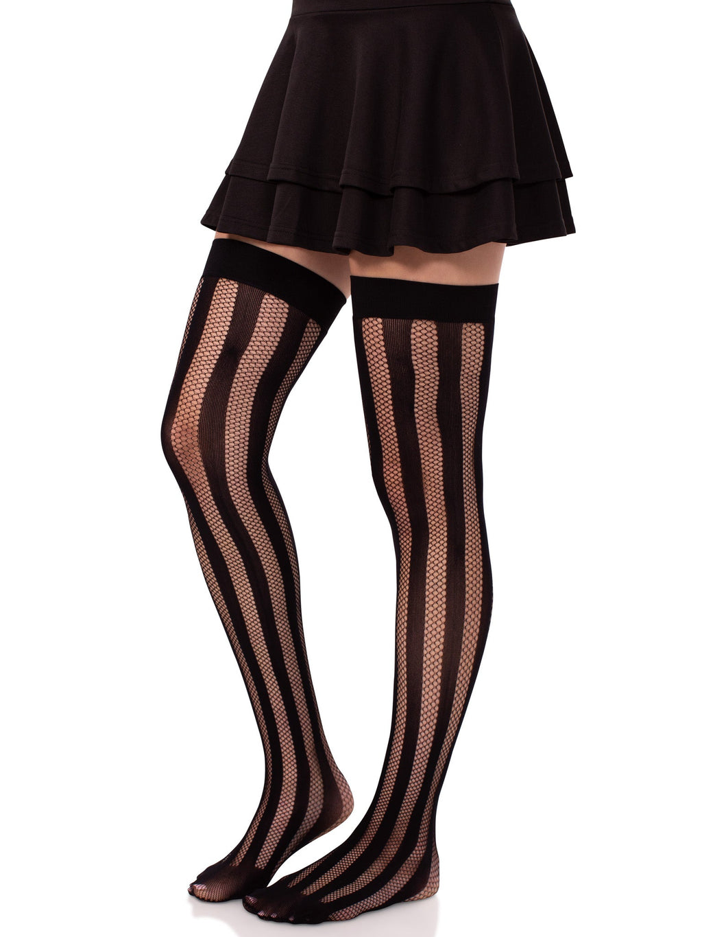 Leg Avenue Krya Striped Net Thigh Highs
