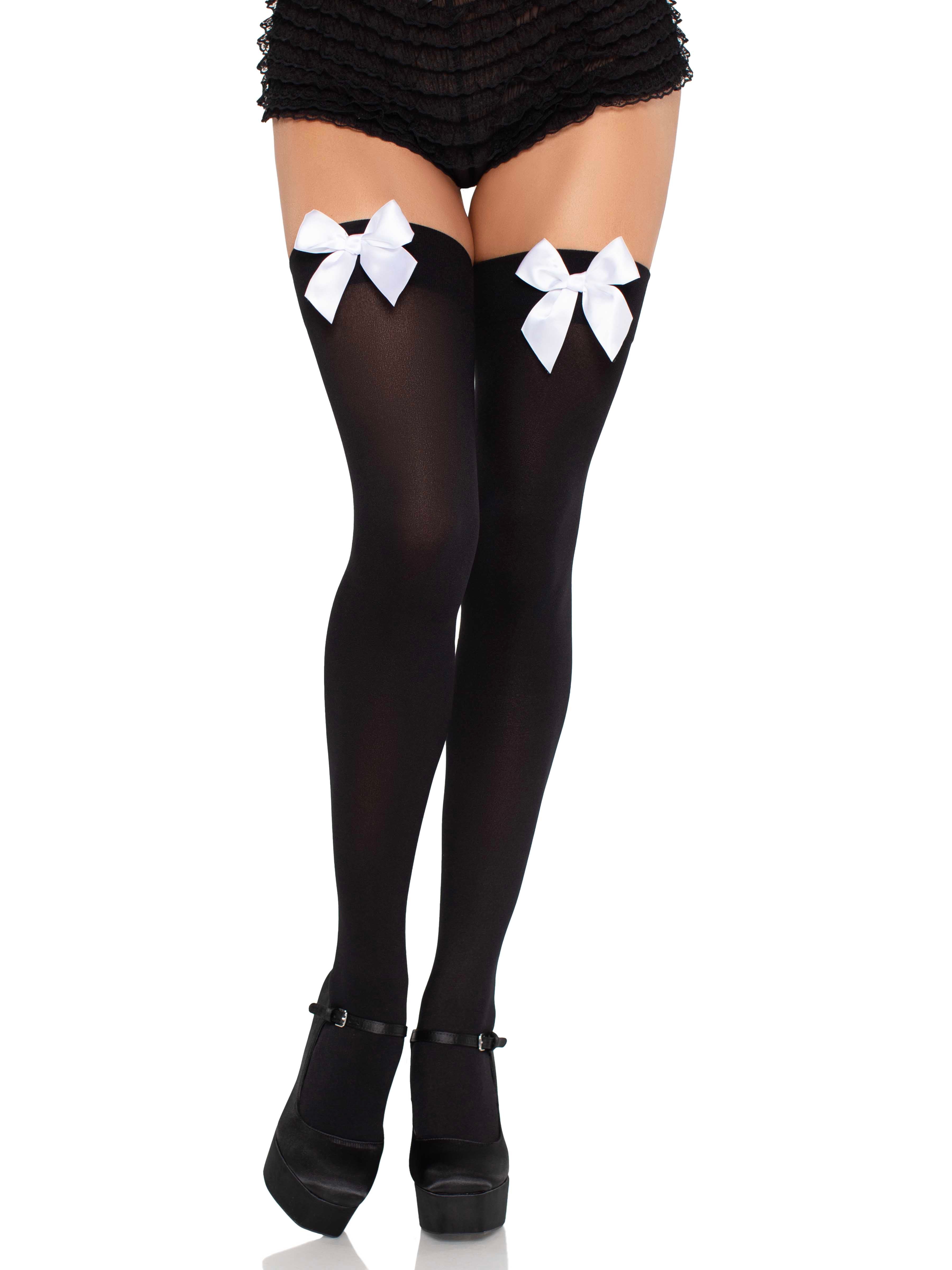 Leg Avenue Kay Opaque Thigh High Bow Stockings