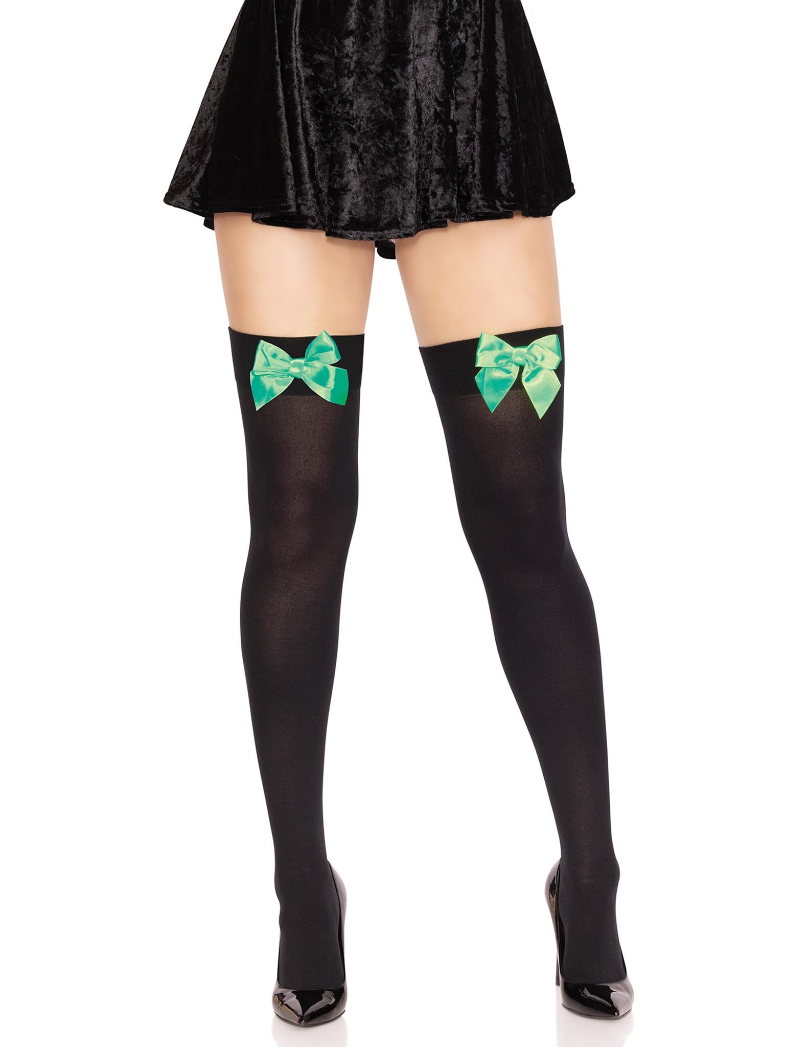Leg Avenue Kay Opaque Thigh High Bow Stockings