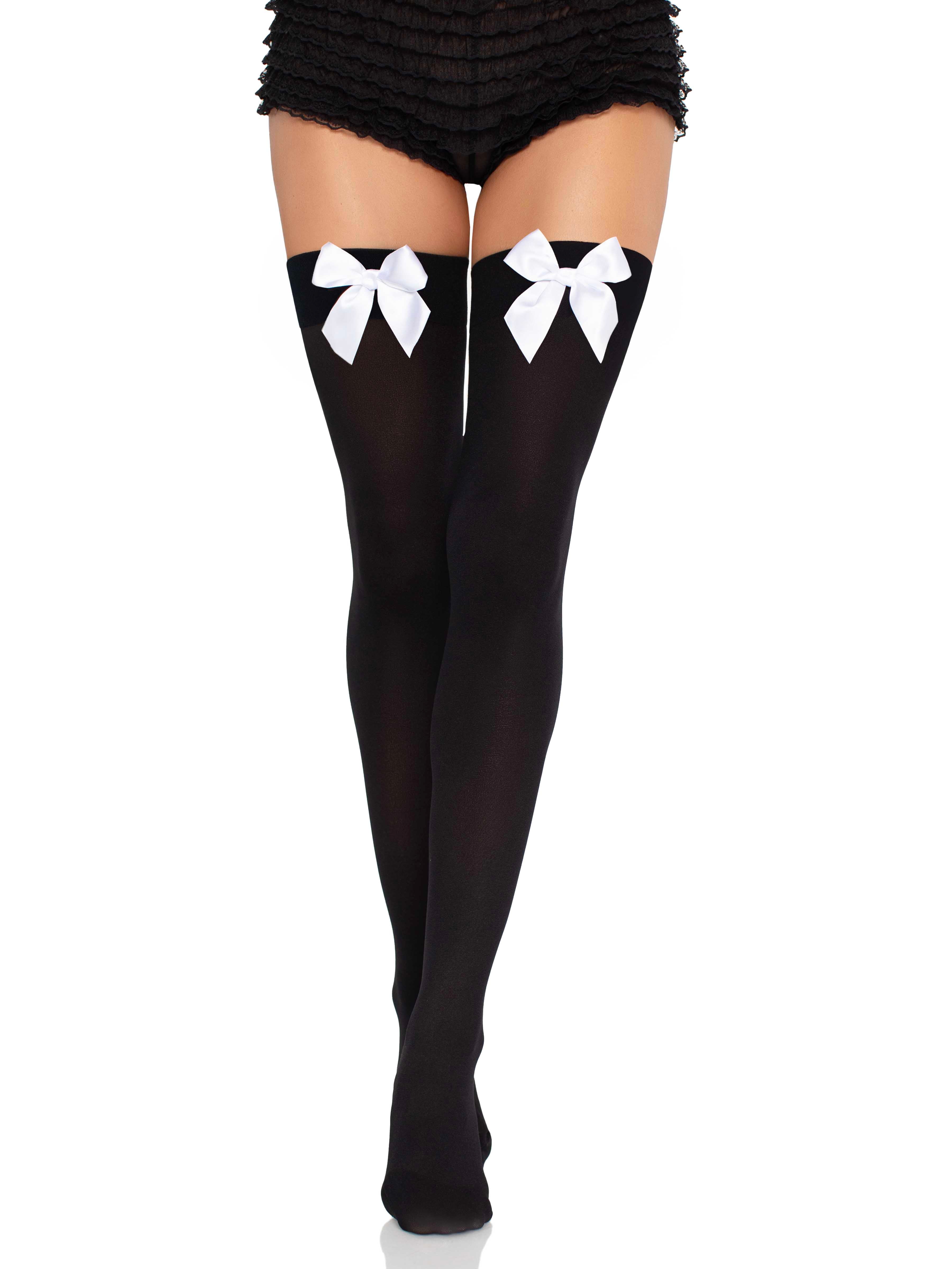 Leg Avenue Kay Opaque Thigh High Bow Stockings