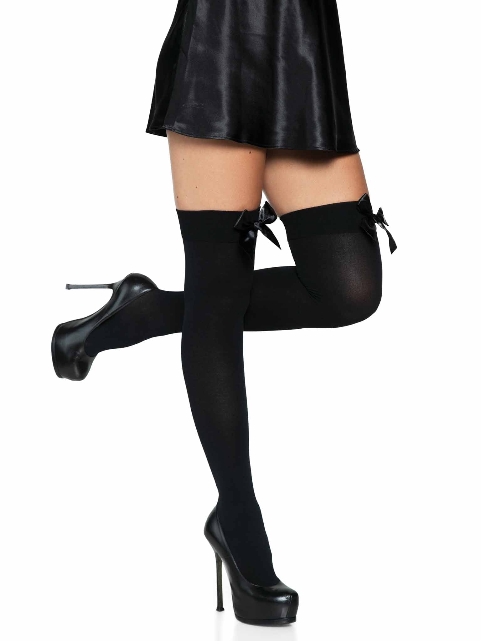 Leg Avenue Kay Opaque Thigh High Bow Stockings
