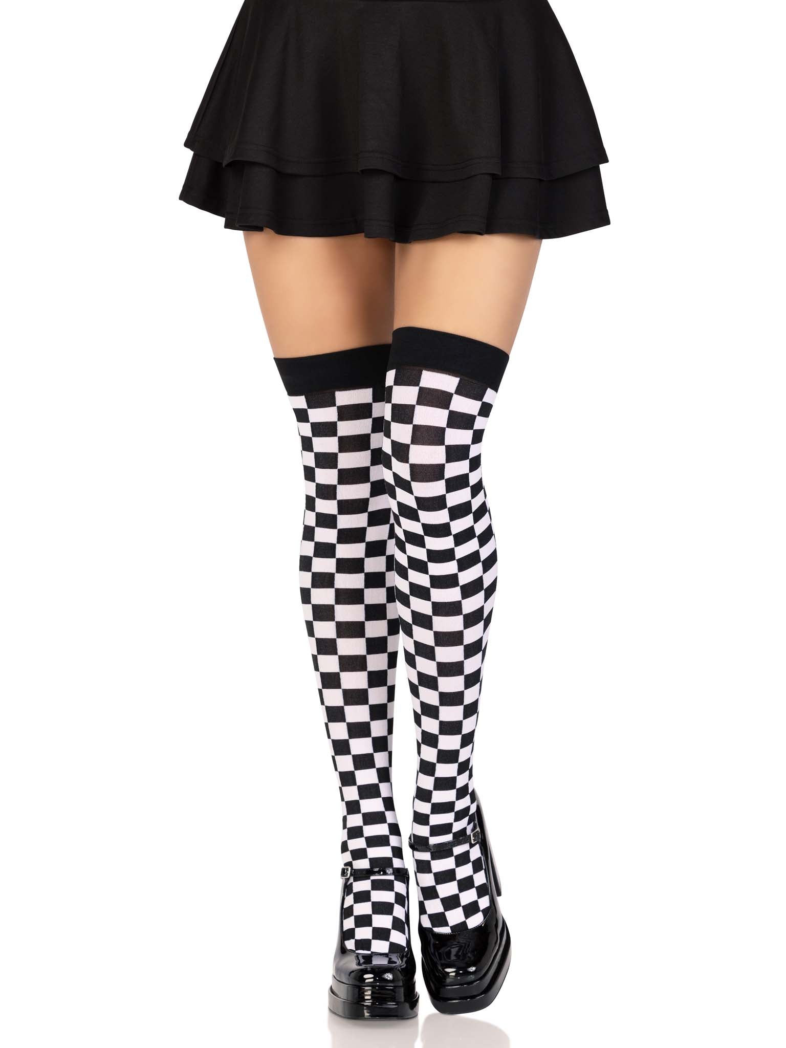 Leg Avenue Poppy Checkerboard Thigh High Stockings