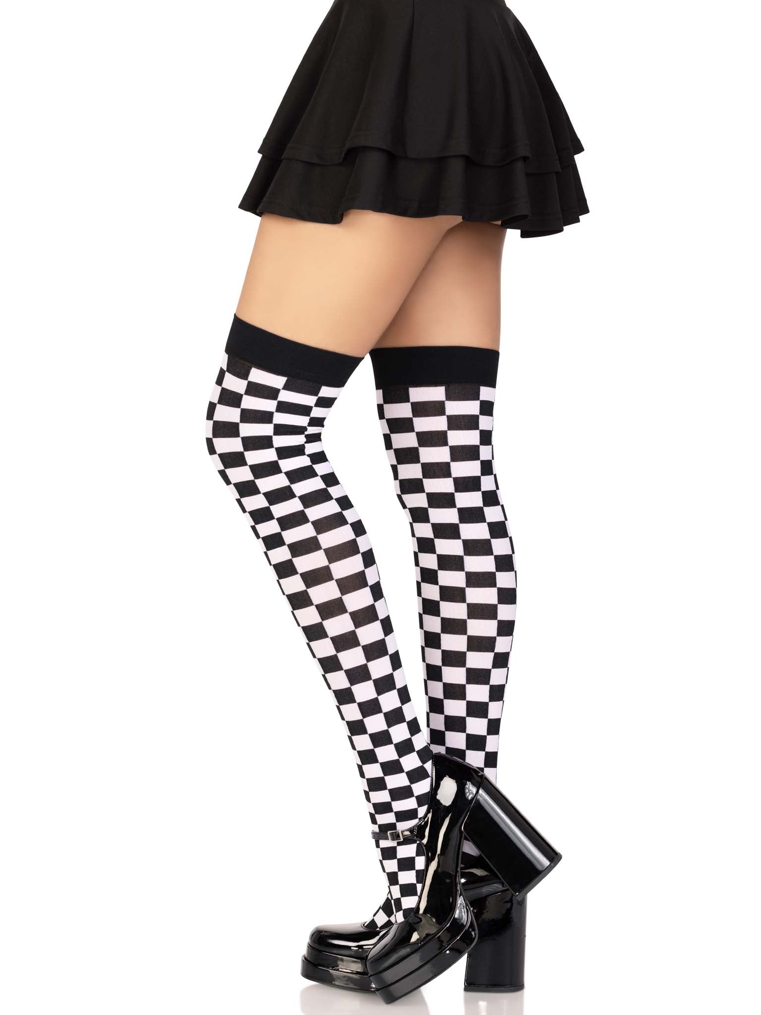 Leg Avenue Poppy Checkerboard Thigh High Stockings