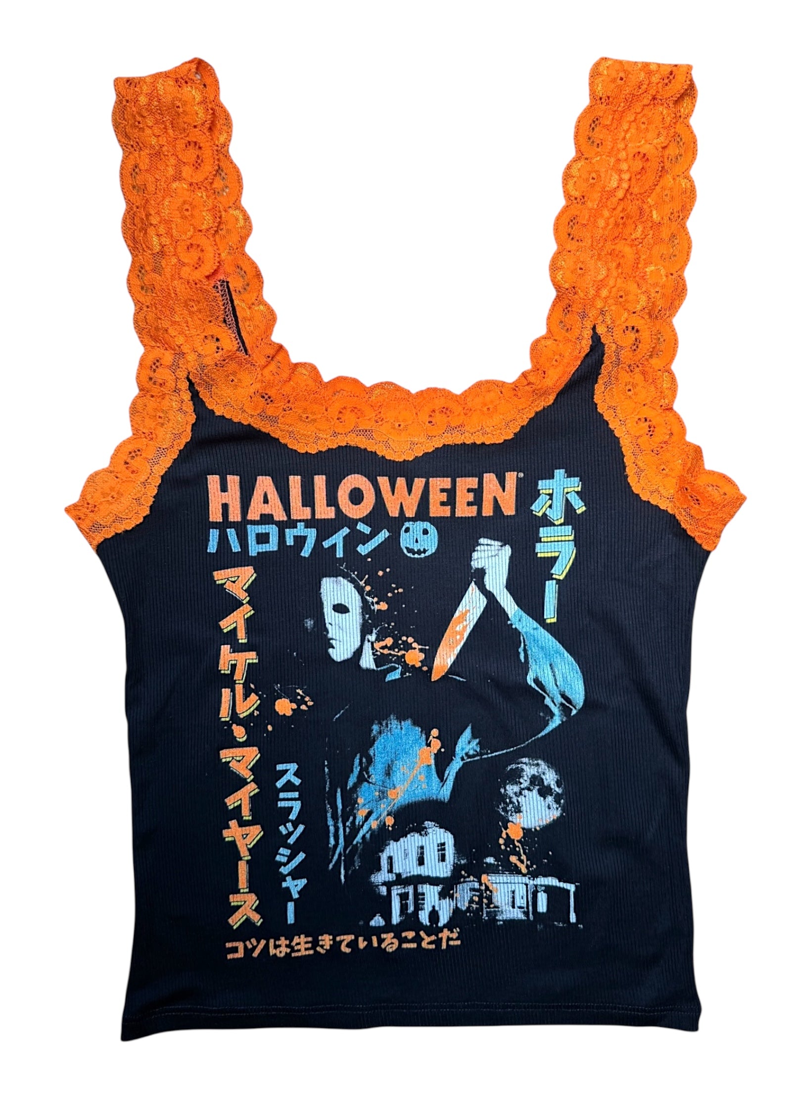 Vera's Eyecandy Halloween Lace Ribbed Horror Tank Ltd Ed